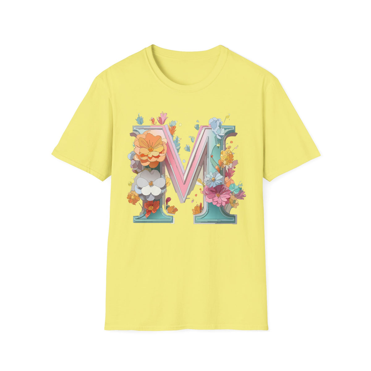 Floral Letter M Shirt | Monogram Initial Tee, Botanical Alphabet