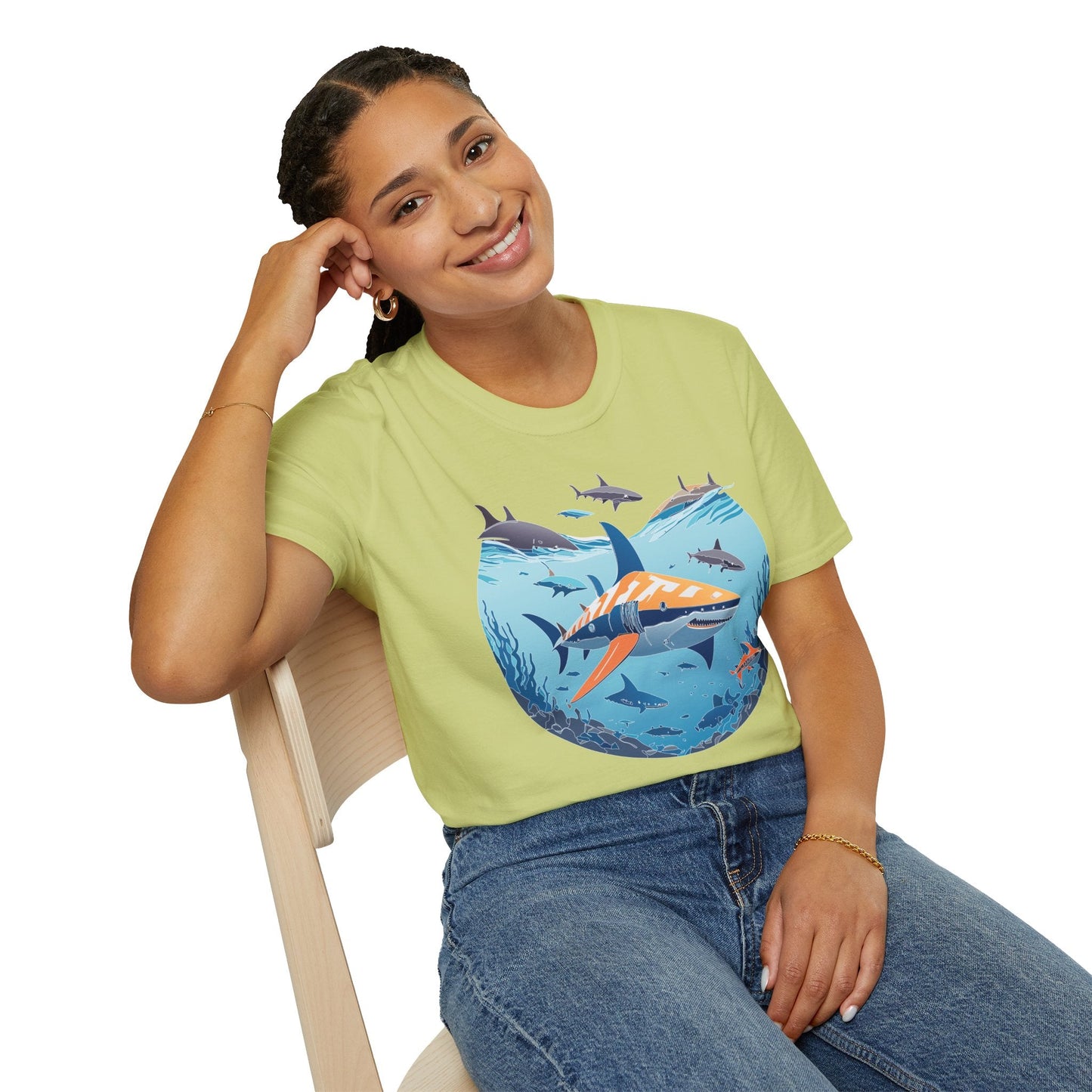 Ocean Tee Shirt Unisex Softstyle Gildan 64000 100 Percent Ring Spun Cotton Breathable U Boat Design