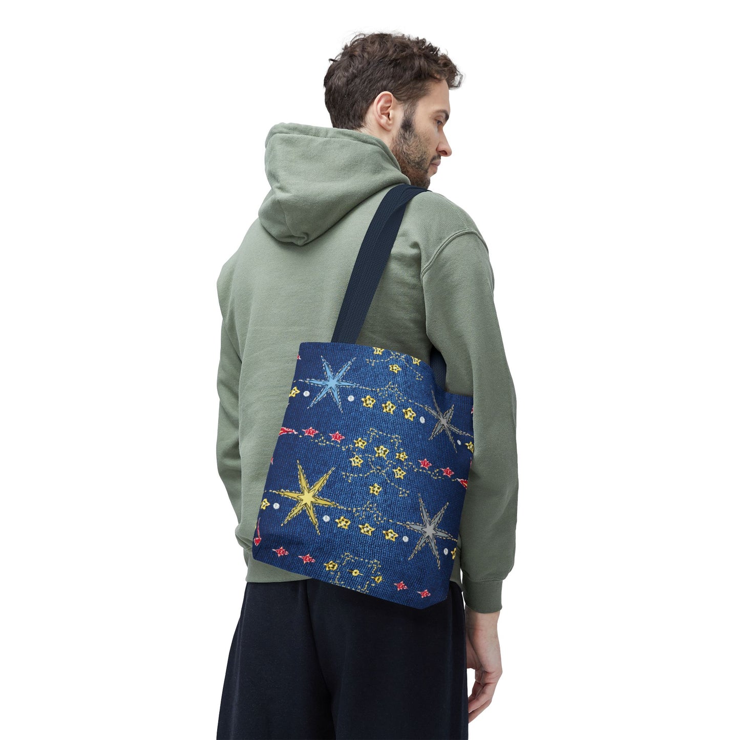 Denim Fabric Imitation Print Unisex Canvas Bag Poly Spun 3 Sizes Tote Bag 181