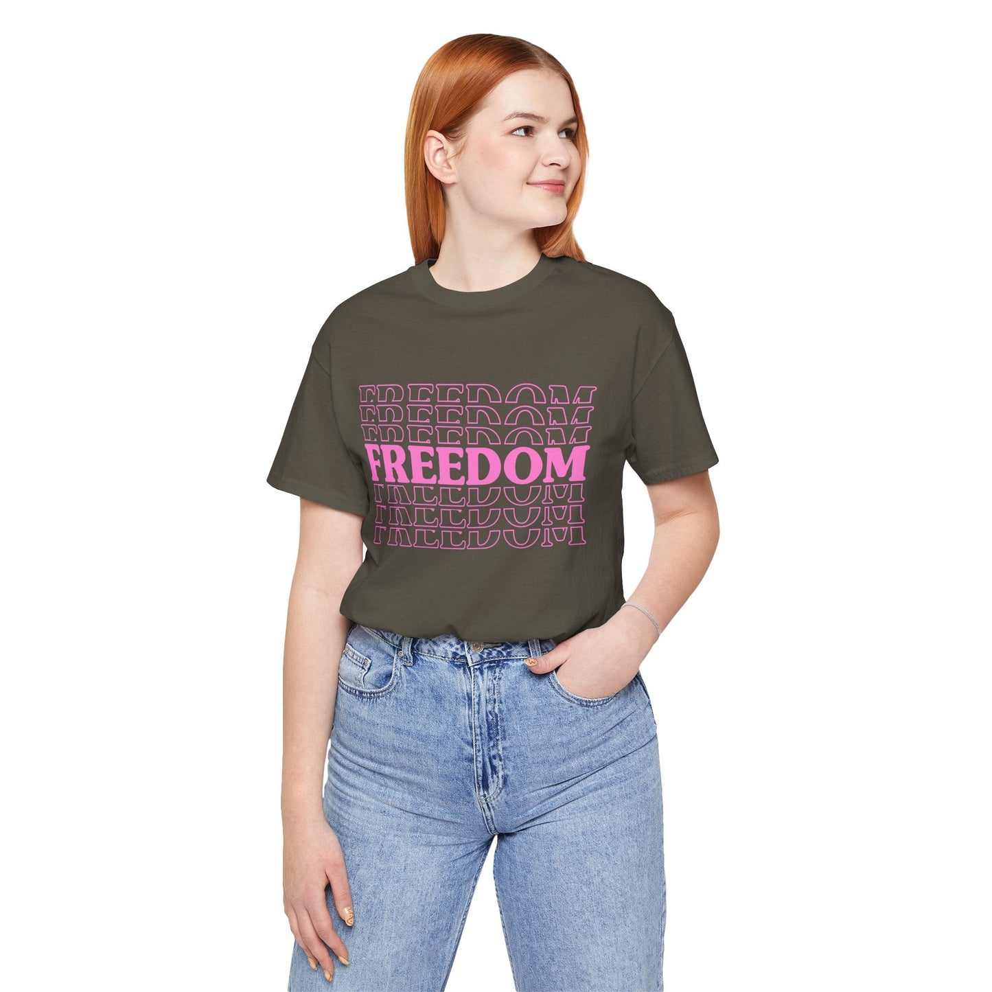 Freedom Text Graphic Unisex Cotton T-Shirt a8