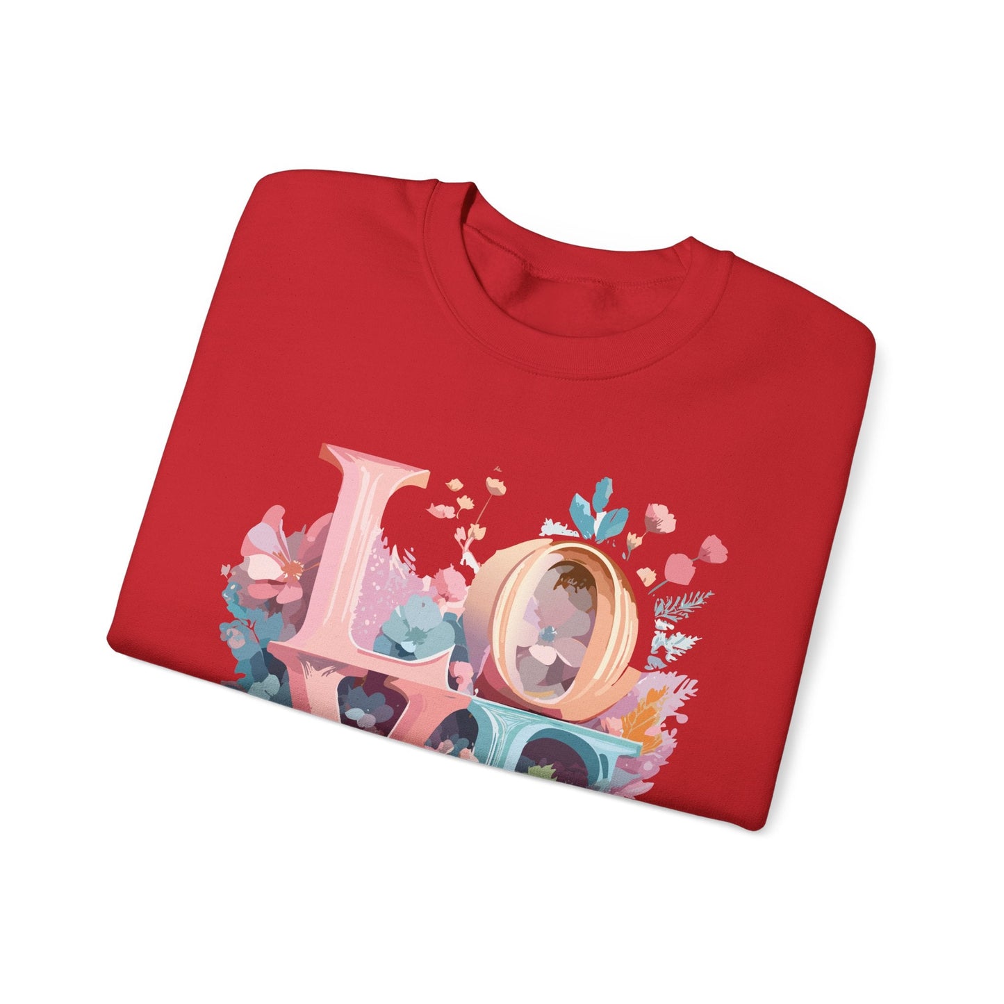 Floral Love Sweatshirt For Valentines Day Unisex Crewneck Fifty Fifty Cotton Polyester