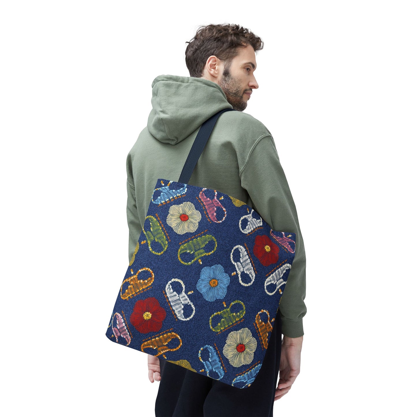 Denim Fabric Imitation Print Unisex Canvas Bag Poly Spun 3 Sizes Tote Bag 154