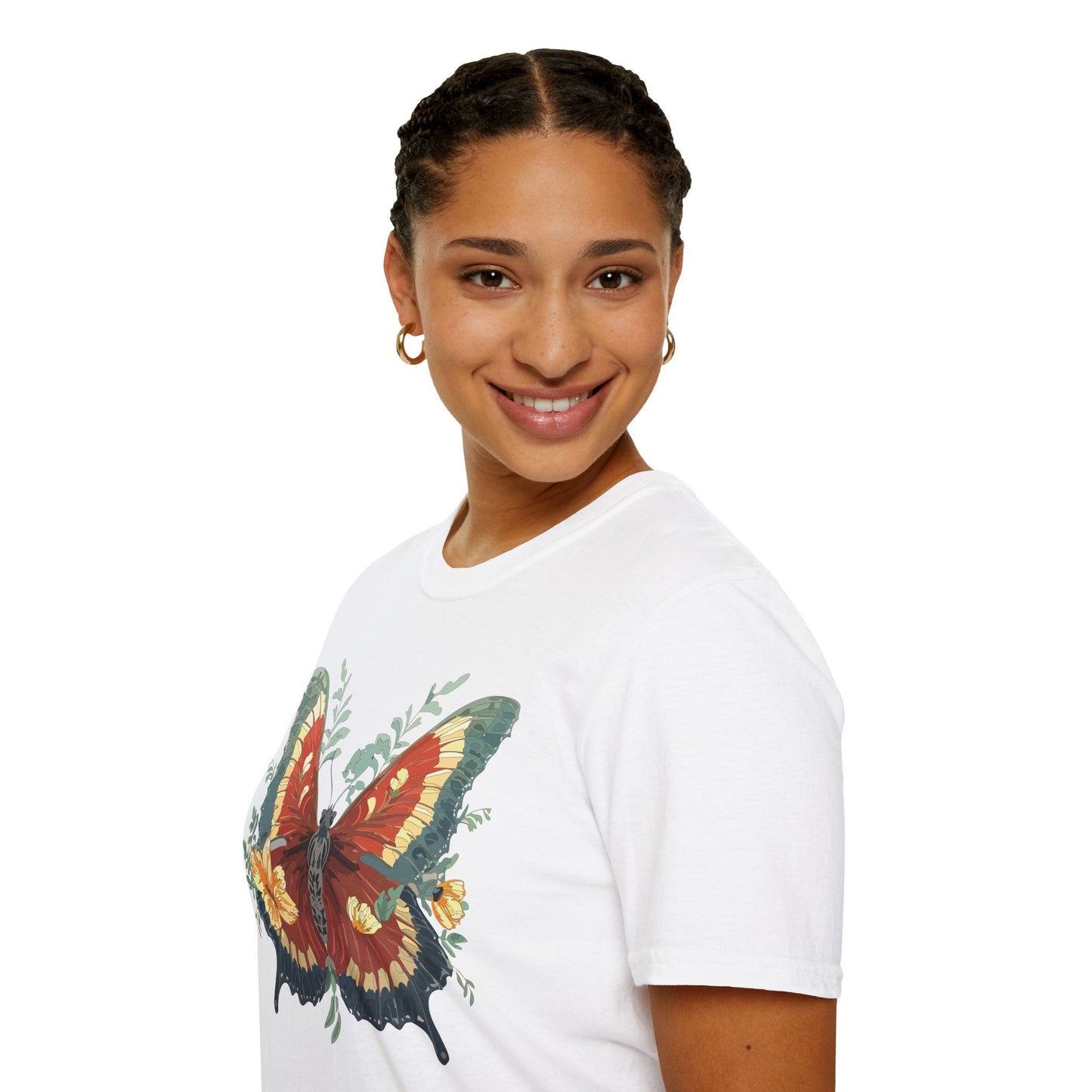 Butterfly T Shirt Unisex Gildan Softstyle 64000 Comfort Monarch Design 100 Percent Cotton