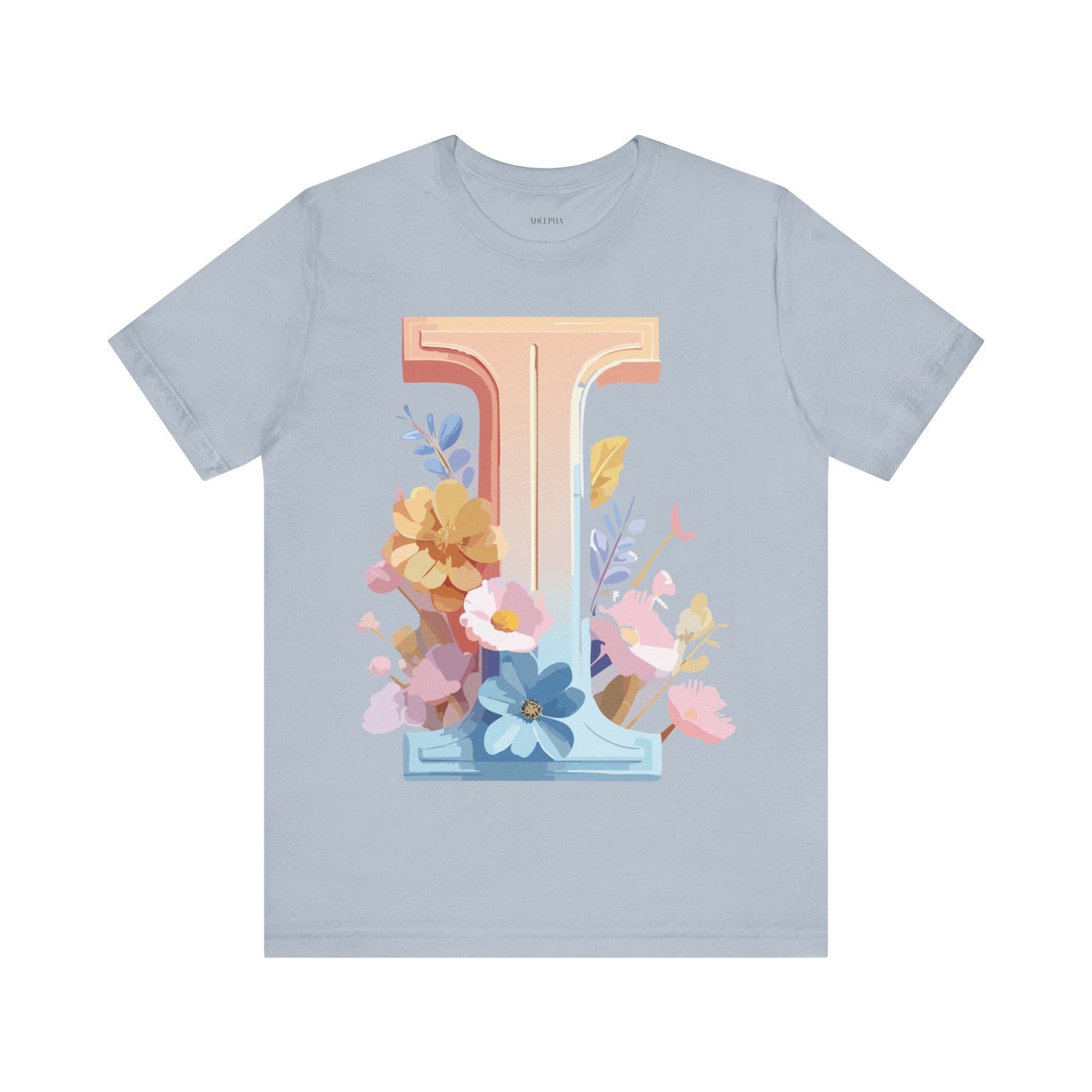 Vintage Inspired Letter I Shirt Unisex Graphic Tee Short Sleeve by Adelpha Premium