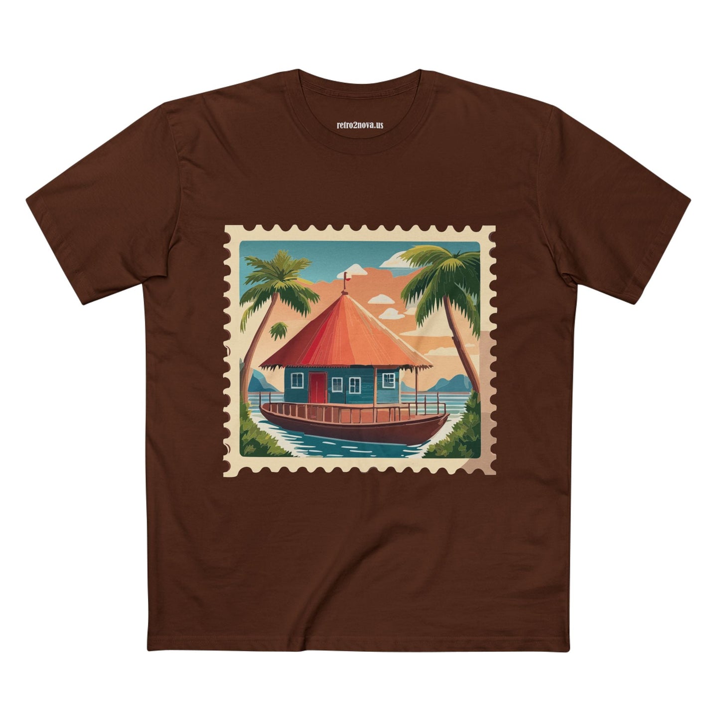Unisex Postage Stamp Shirt Art Tee Premium Cotton By Retro2Nova Studio Collection