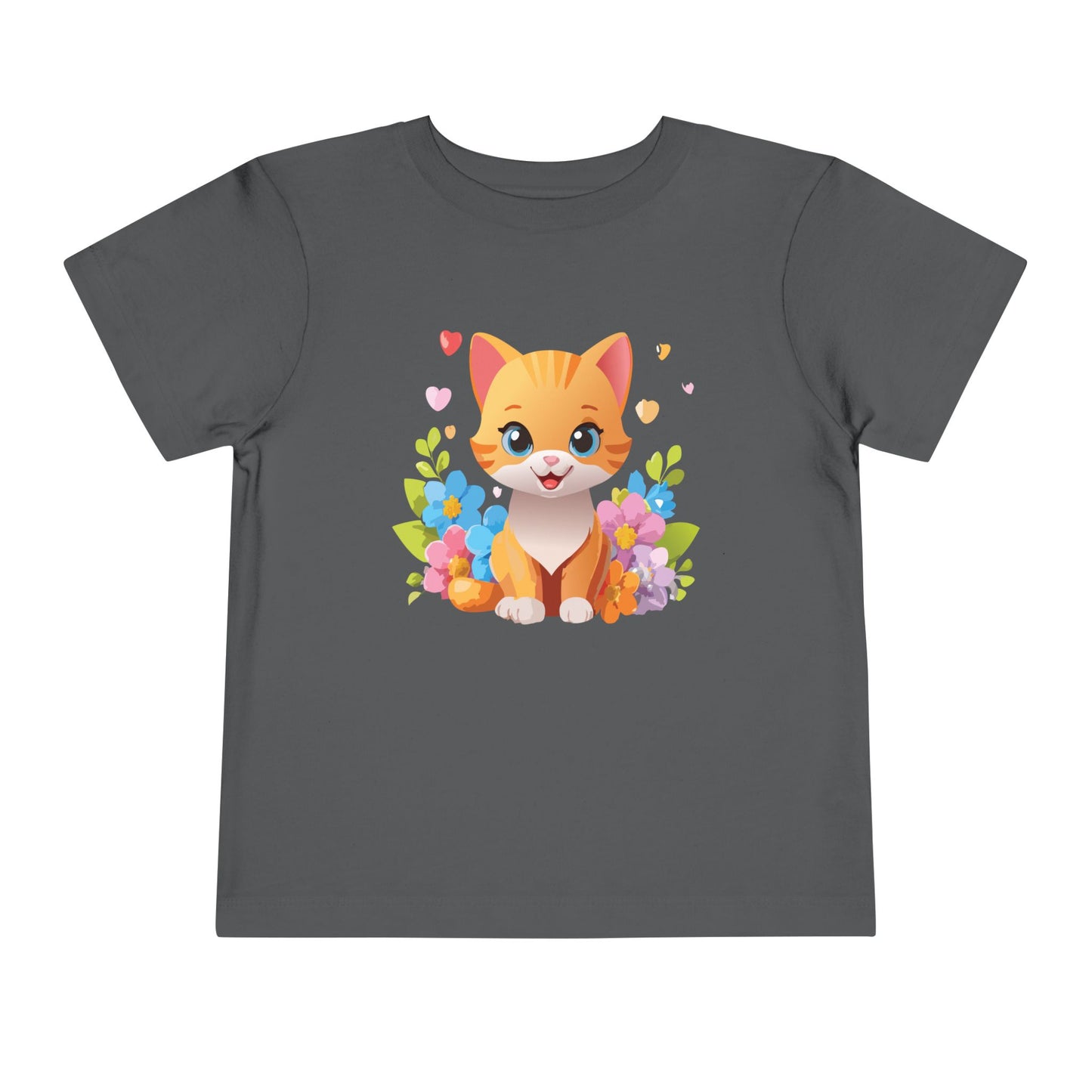 Bonita camiseta de manga corta para niños pequeños con gato: adorable camiseta con gráfico de gatito para niños (2 a 5 años)