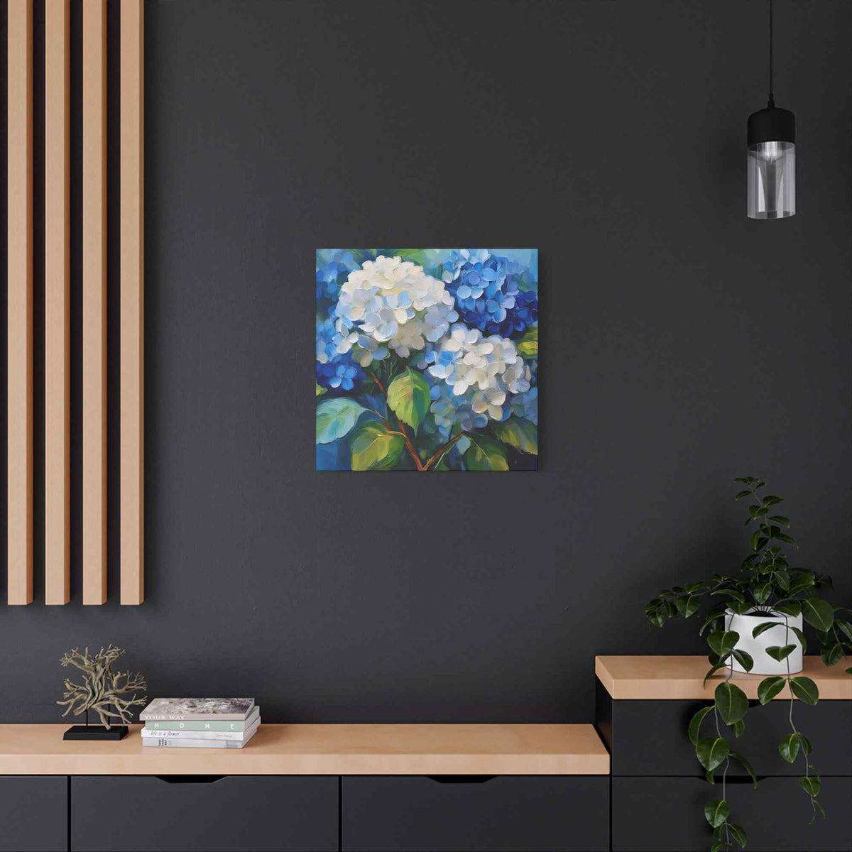 Hydrangeas Print Canvas, Flowers Oil Paint Print 20x20, 24x24, 30x30, 32x32, 36x36, Floral Art Design Print Non-Frame MC-31