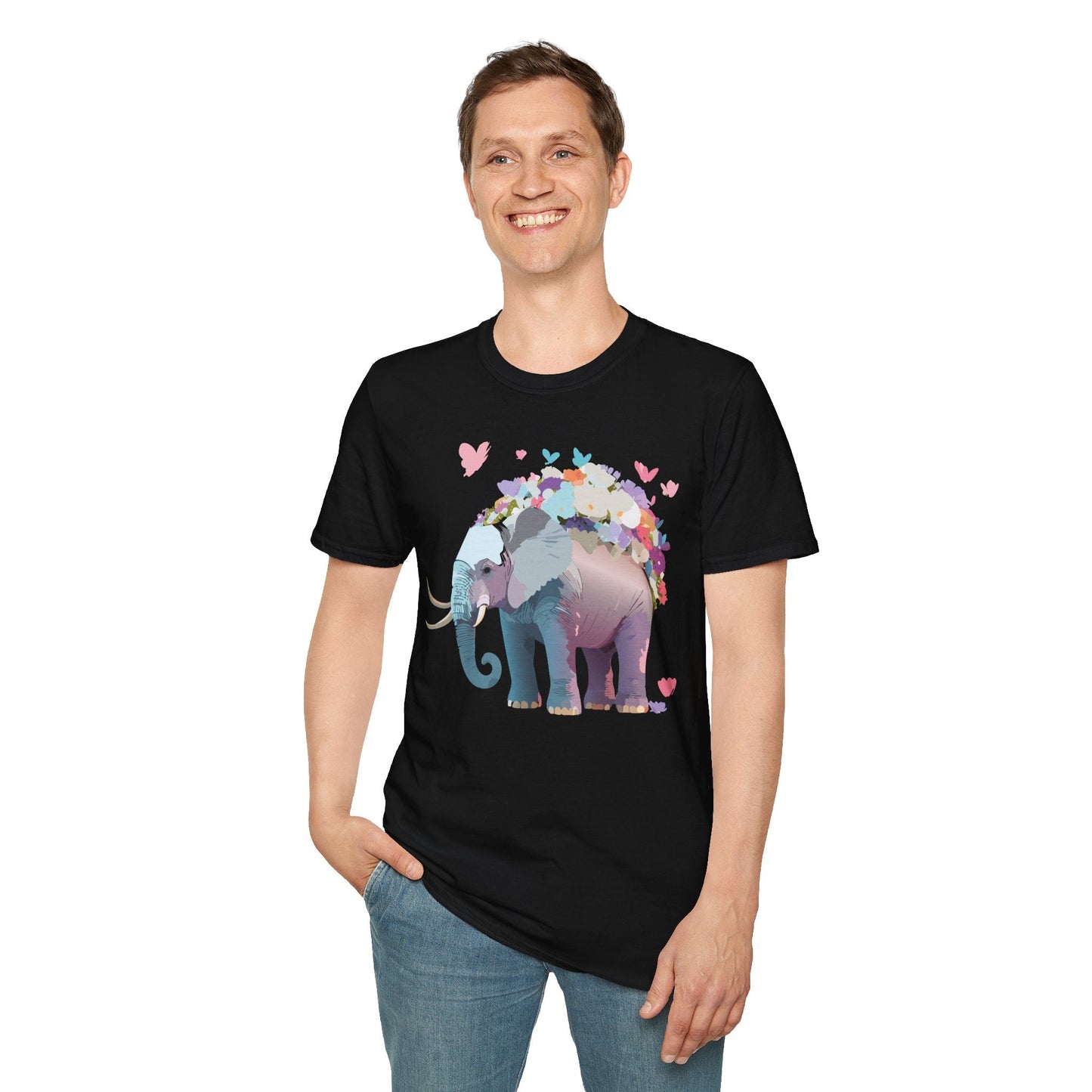 Elephant Graphic T Shirt Unisex Cotton Softstyle Tee Gildan 64000 Elephant Design For Animal Lovers