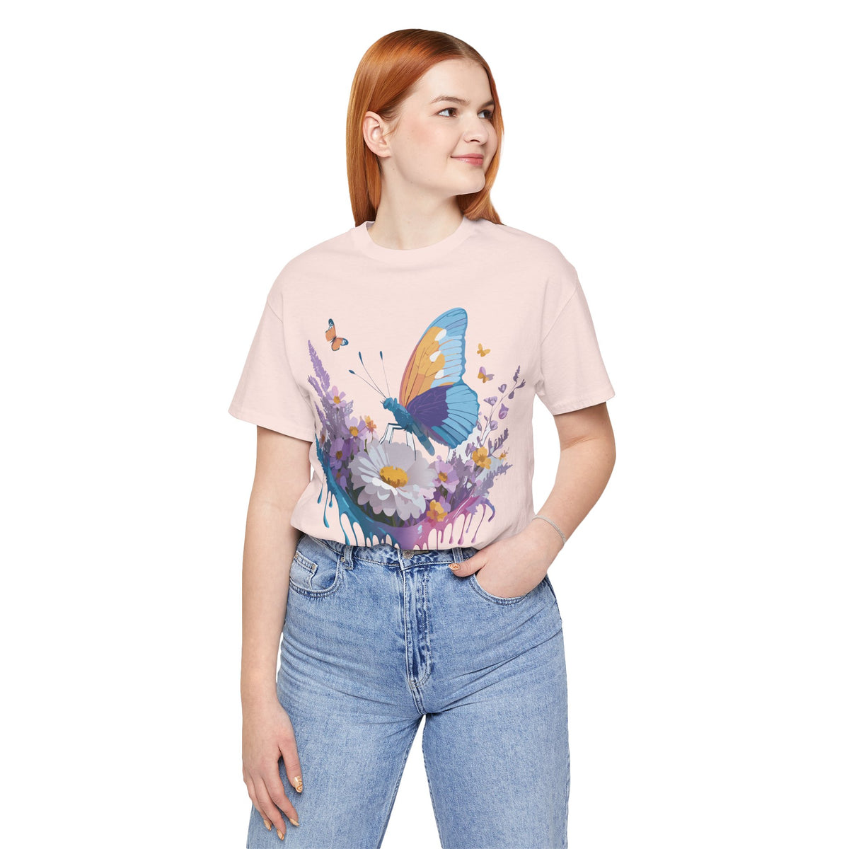 Butterfly Graphic Unisex Cotton Bella+Canvas Tee with Art Design n104