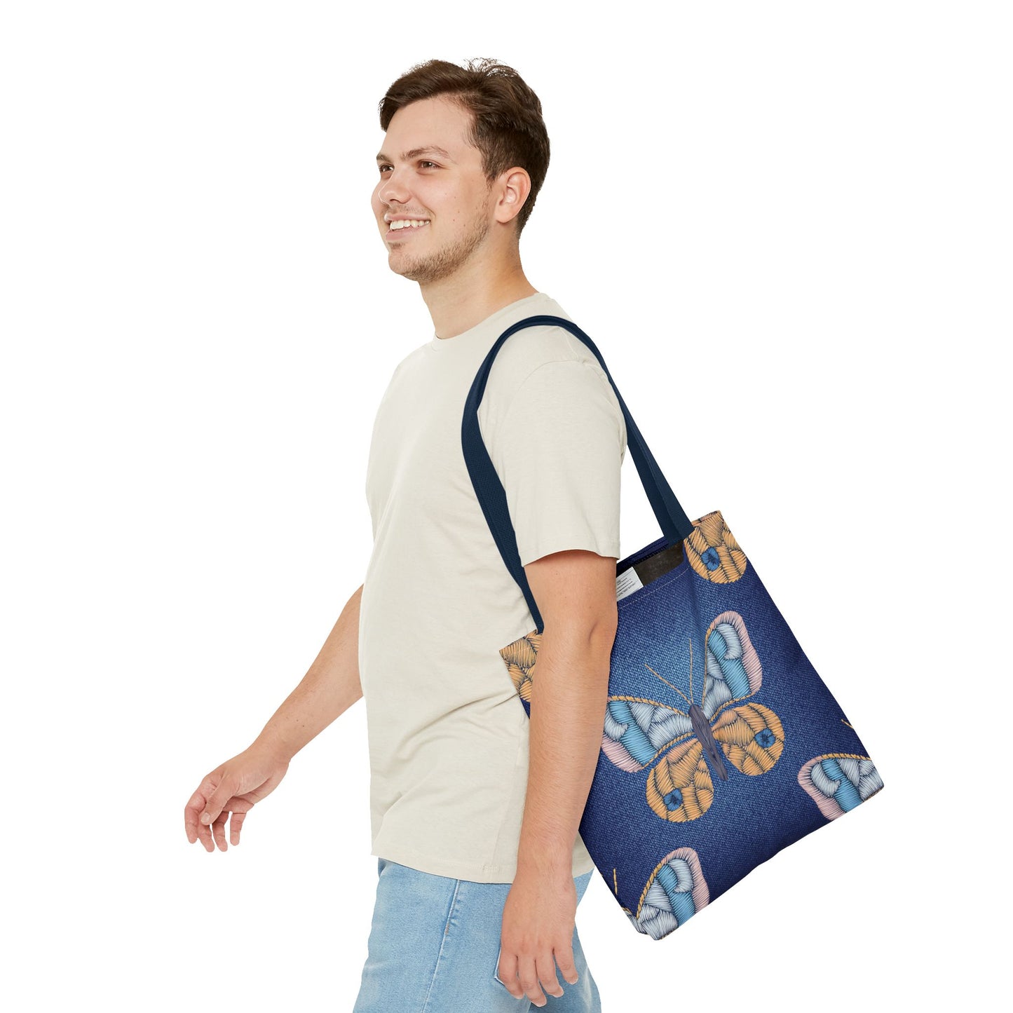 Denim Fabric Imitation Print Unisex Canvas Bag Poly Spun 3 Sizes Tote Bag 175