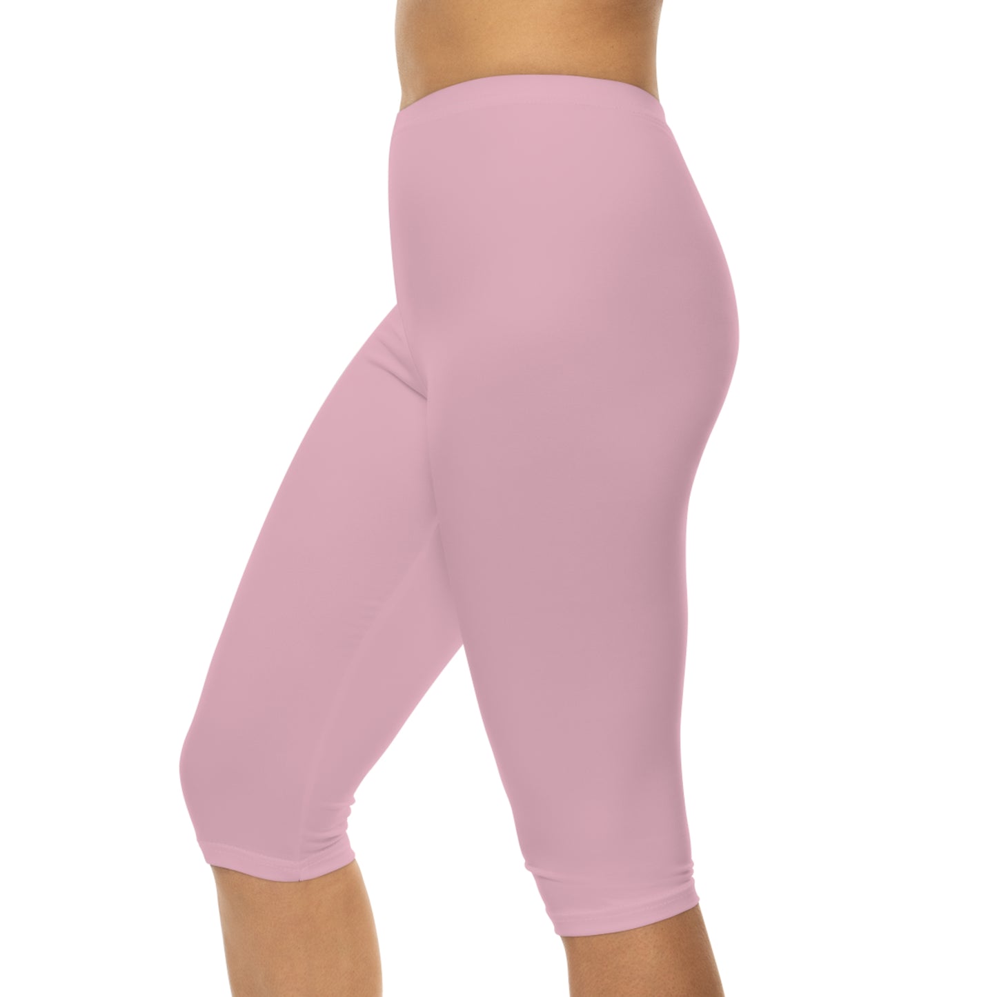 Soft Blossom Pink Color Women's Brushed Suede Poly Span Casual Capri Leggings XS-2XL