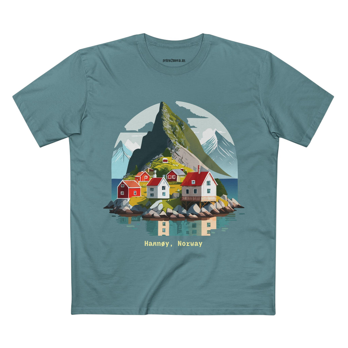 Hamnøy Norway Village Illustration Tee | Scandinavian Coastal Landscape