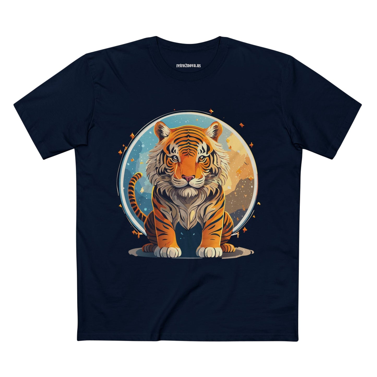 Unisex Premium Cotton Staple Tee With Original Tiger Art Design From Retro2Nova Art Collection For Everyday Comfort