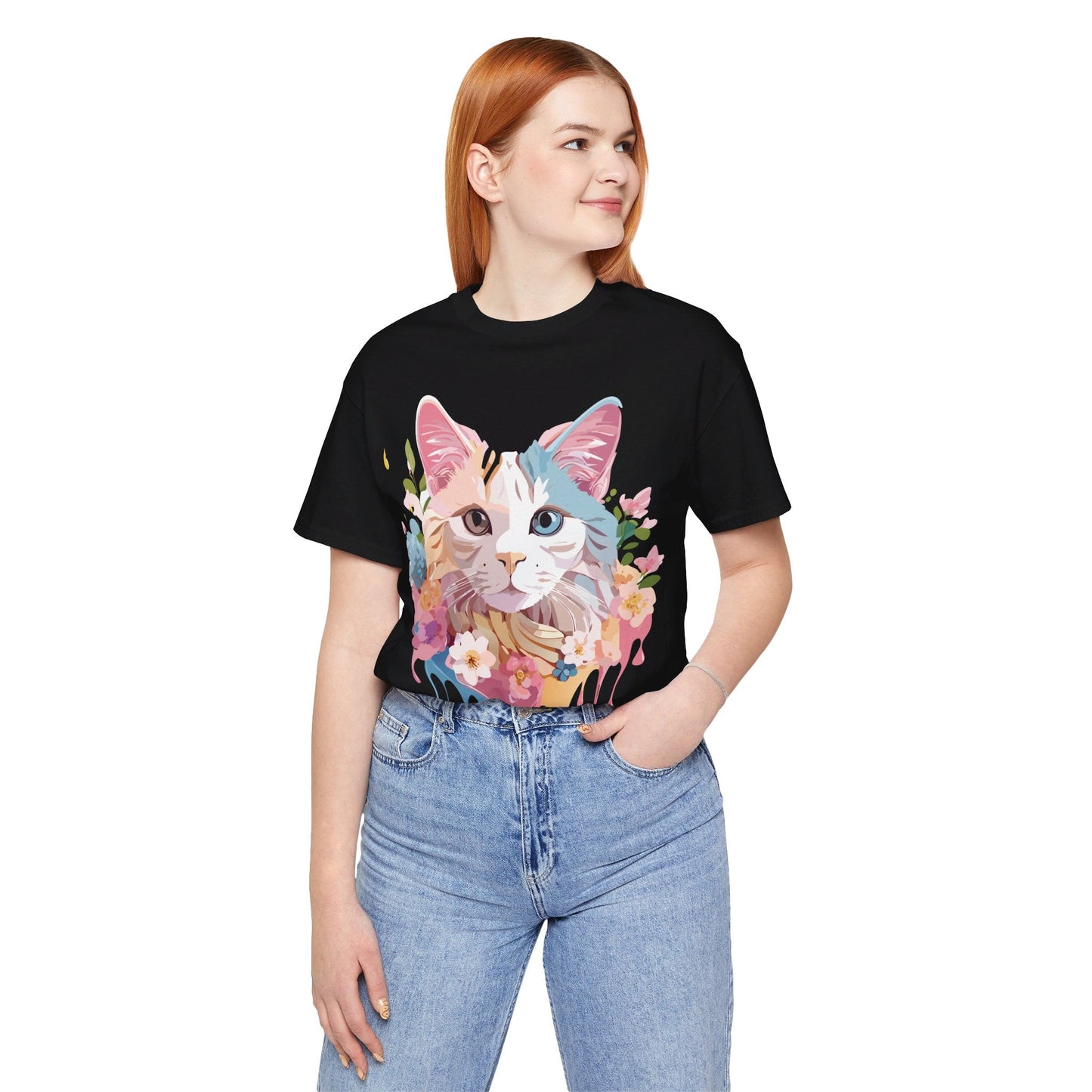 Cat Graphic Tee Unisex Short Sleeve Shirt Featuring Vintage Adelpha Artwork