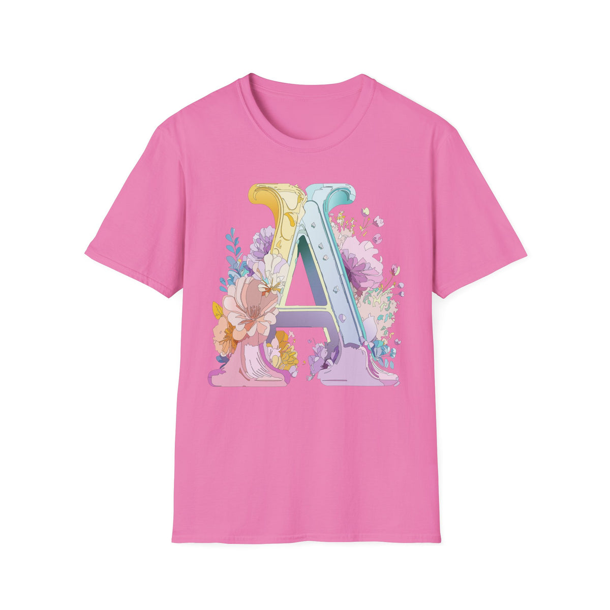 Floral Monogram A T-Shirt | Letter A Initial Tee, Botanical Alphabet Shirt