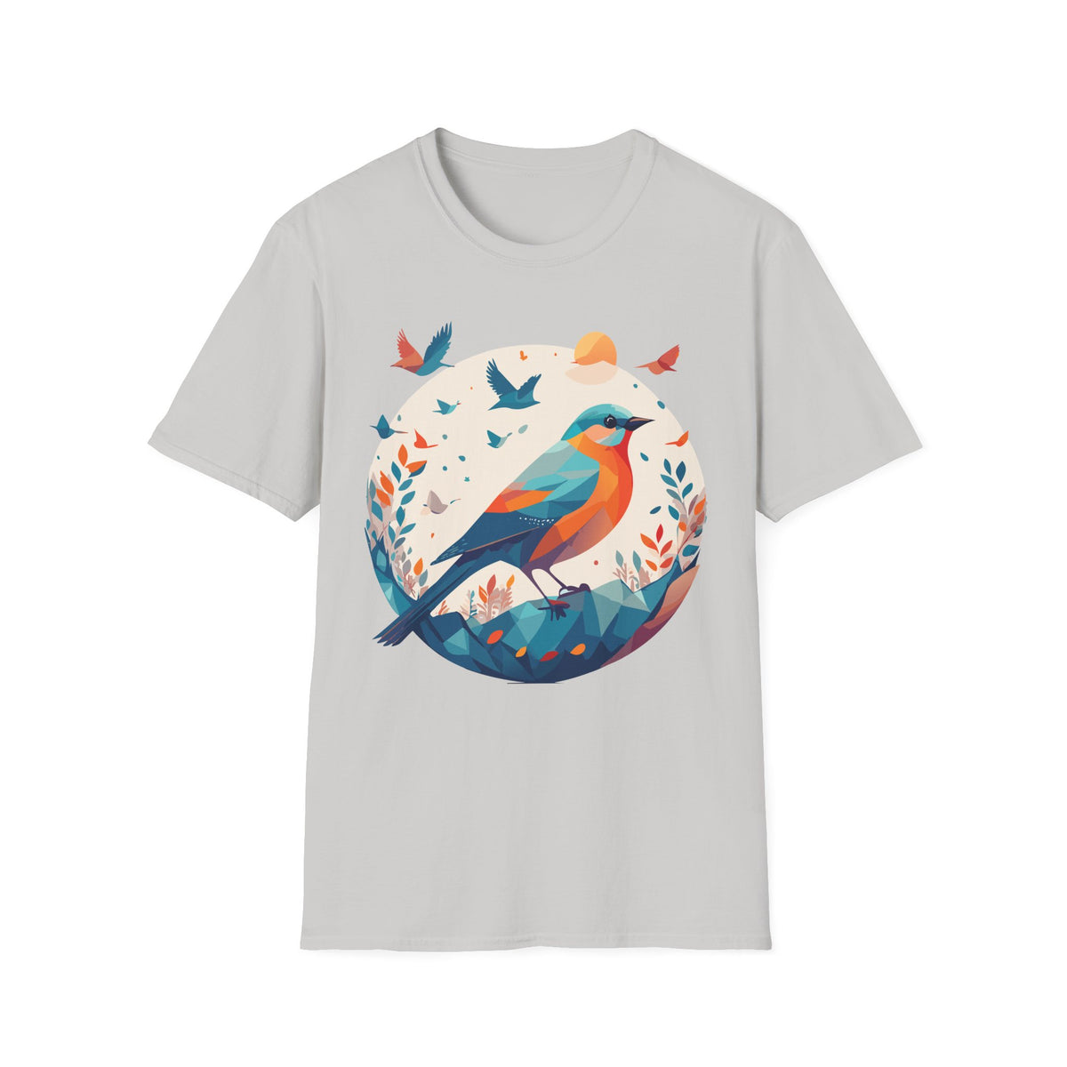 Colorful Geometric Bird T-Shirt | Vibrant Bird Illustration
