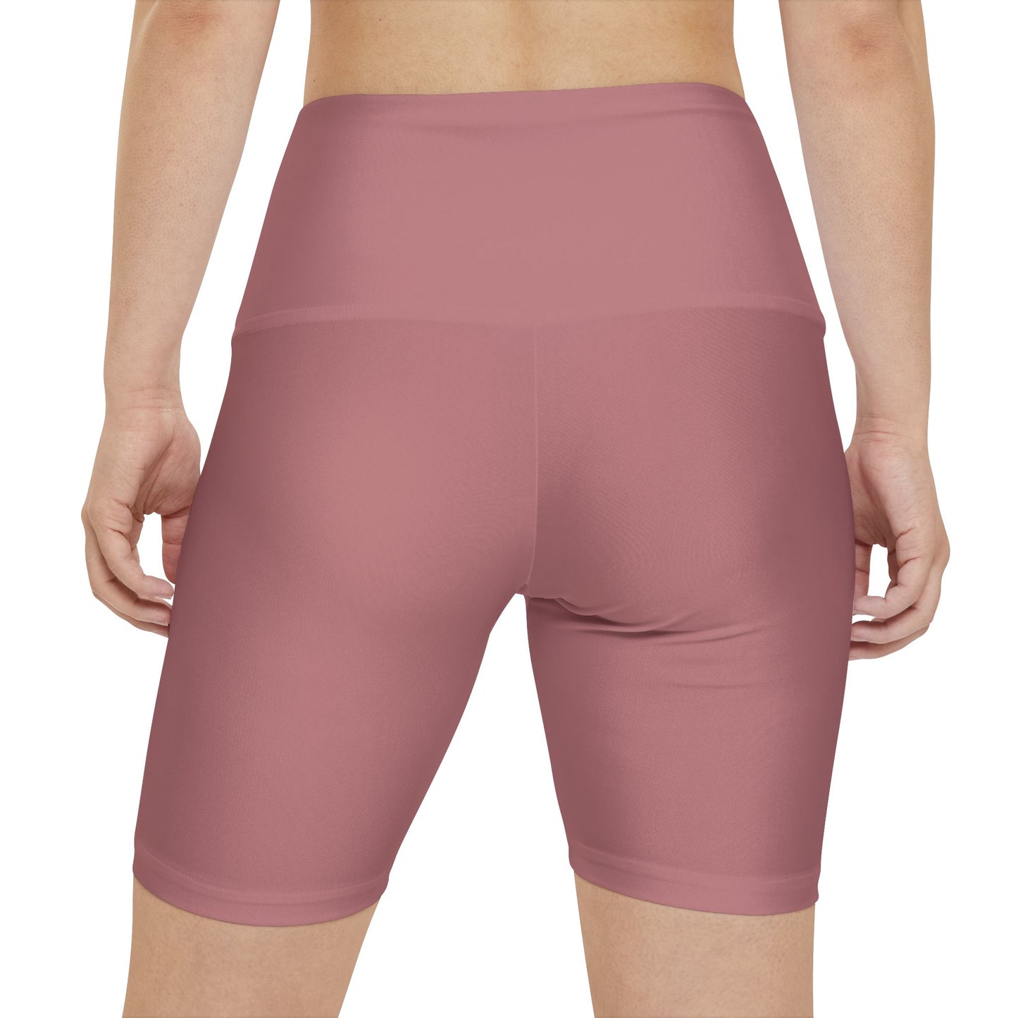 Dusty Rose Coral Women's High-Waist Workout Shorts — Dusty Rose Bike Shorts for Yoga & Training