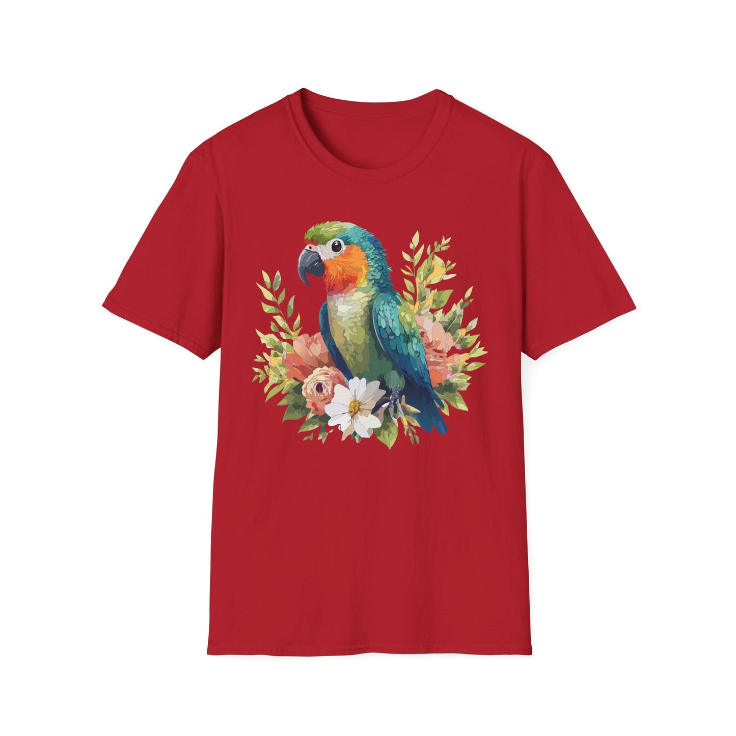 Floral Bird T Shirt Unisex Softstyle Gildan 64000 Cotton Tee for Everyday Comfort