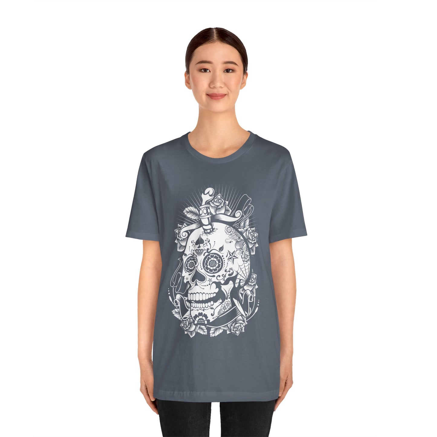 Unisex Cotton Tee Shirt with Skull