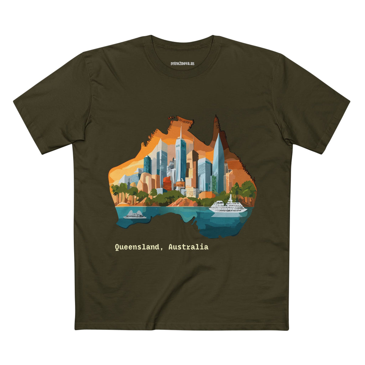 Queensland Australia skyline Tee | Australia map cityscape shirt