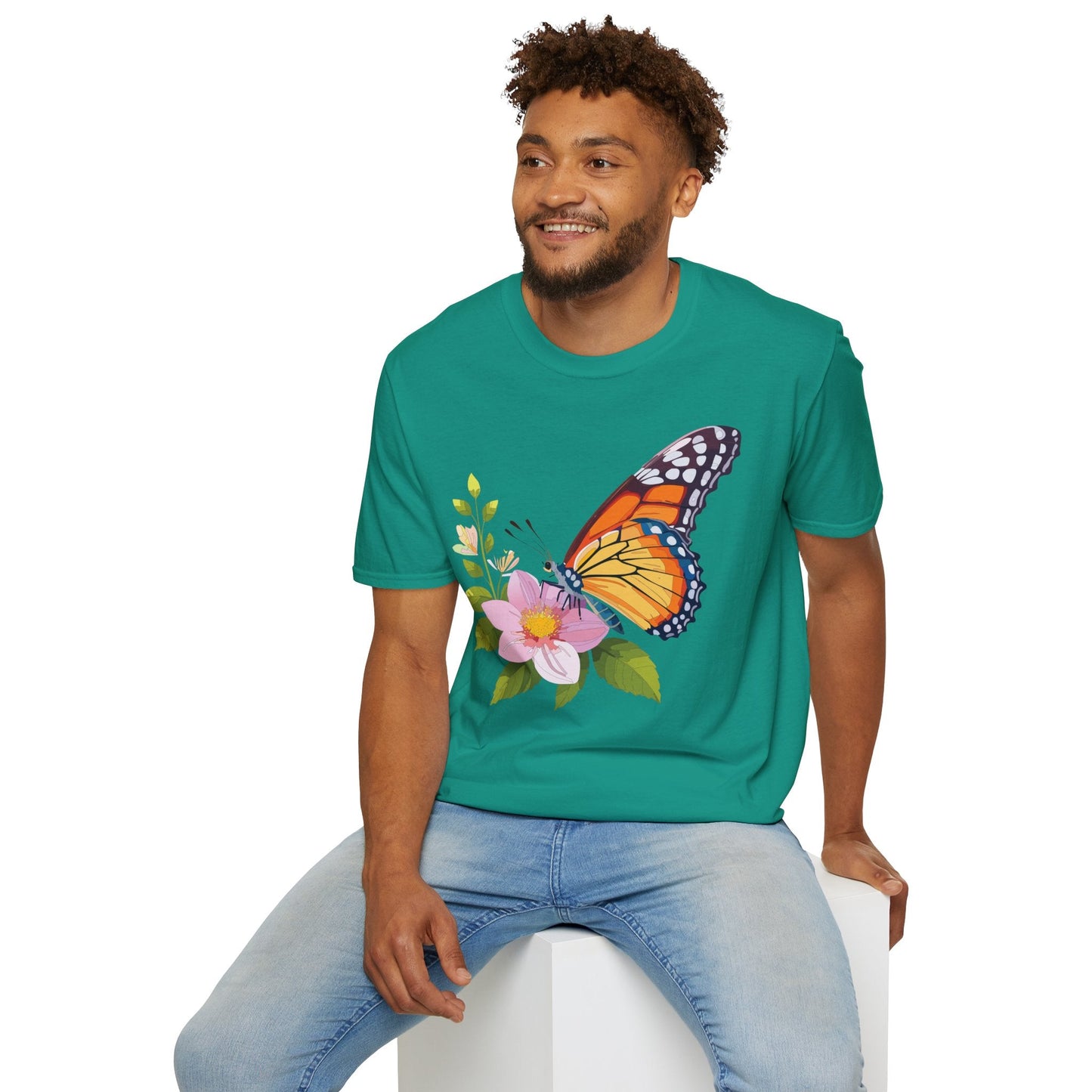 Butterfly T Shirt for Women and Men Monarch Print Softstyle Unisex Gildan 64000 Tee