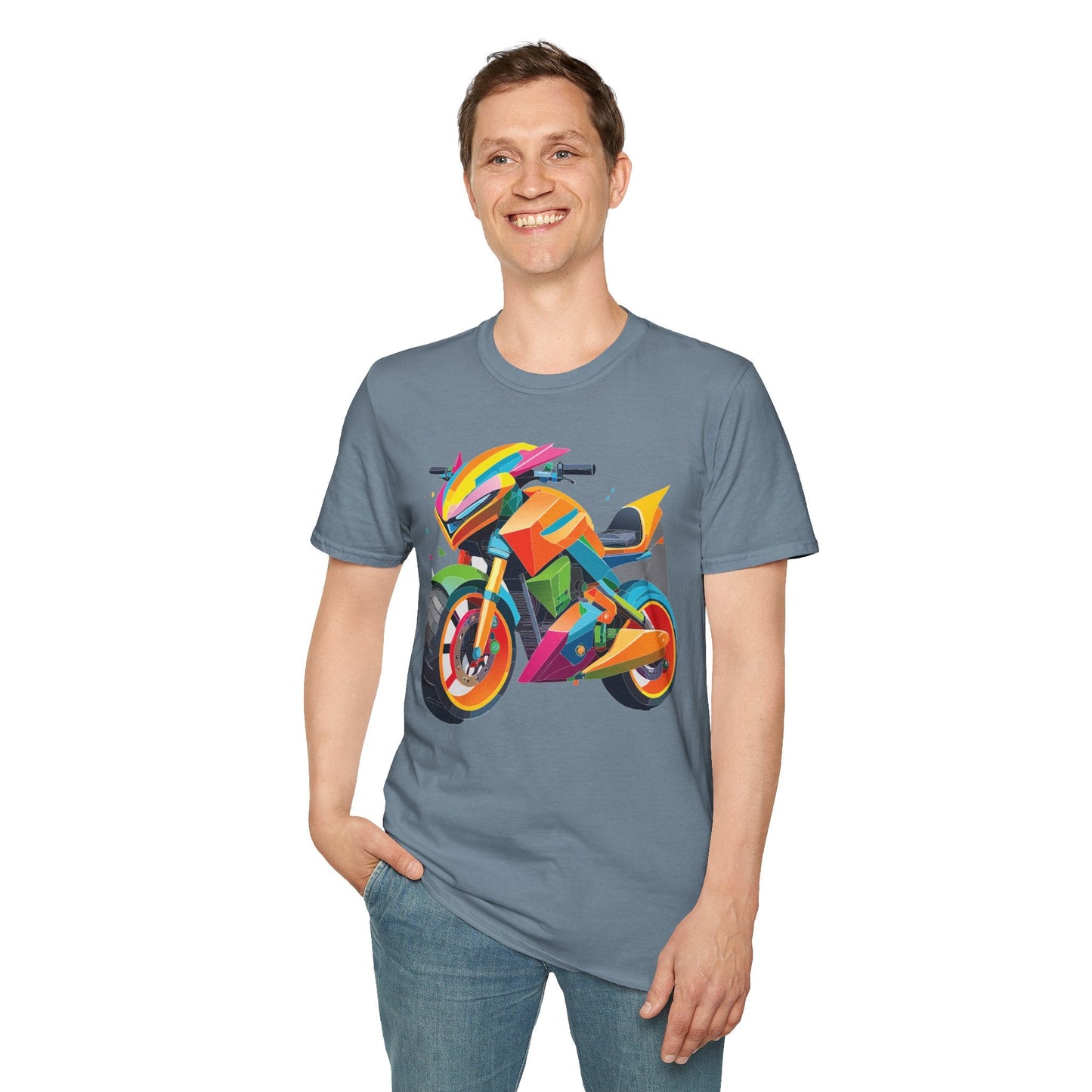 Unisex Bike T Shirt Moto Shirt MTB T Shirt With Art Design Softstyle Cotton Tee For Enthusiasts