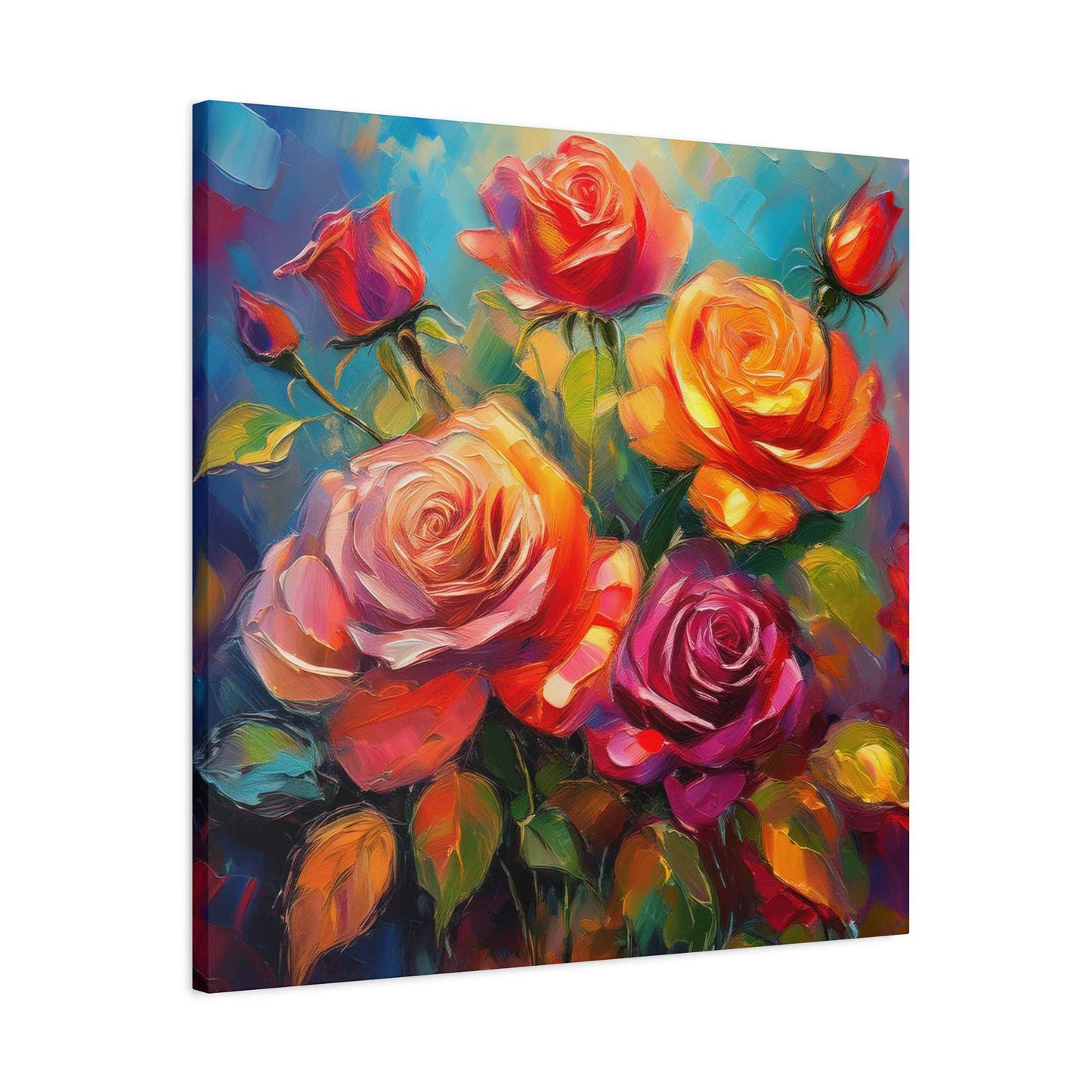 Orange Roses Print Canvas, Roses Oil Paint Print 20x20, 24x24, 30x30, 32x32, 36x36, Floral Art Design Print Non-Frame MC-17