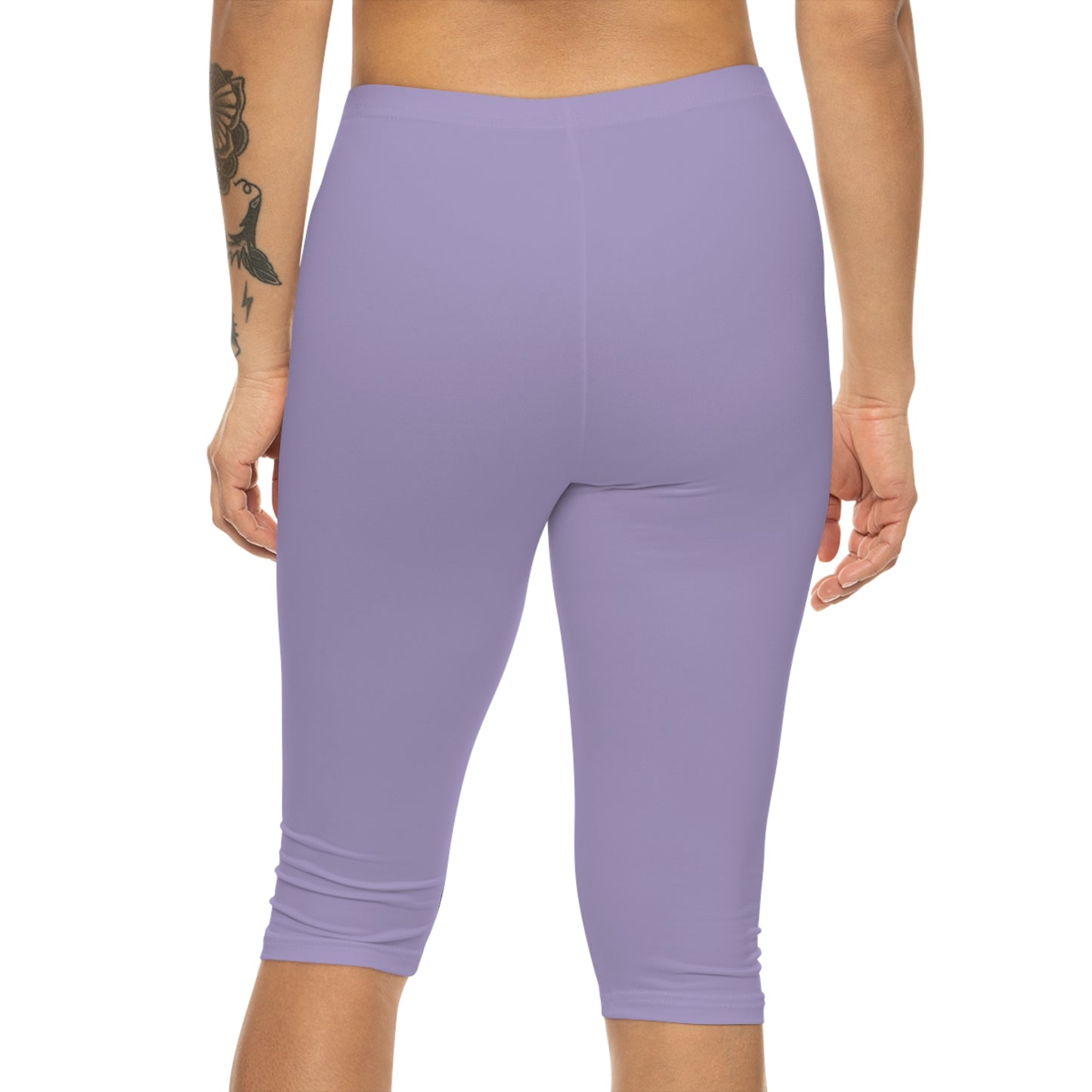 Lilac Mist Color Women's Brushed Suede Poly Span Casual Capri Leggings XS-2XL