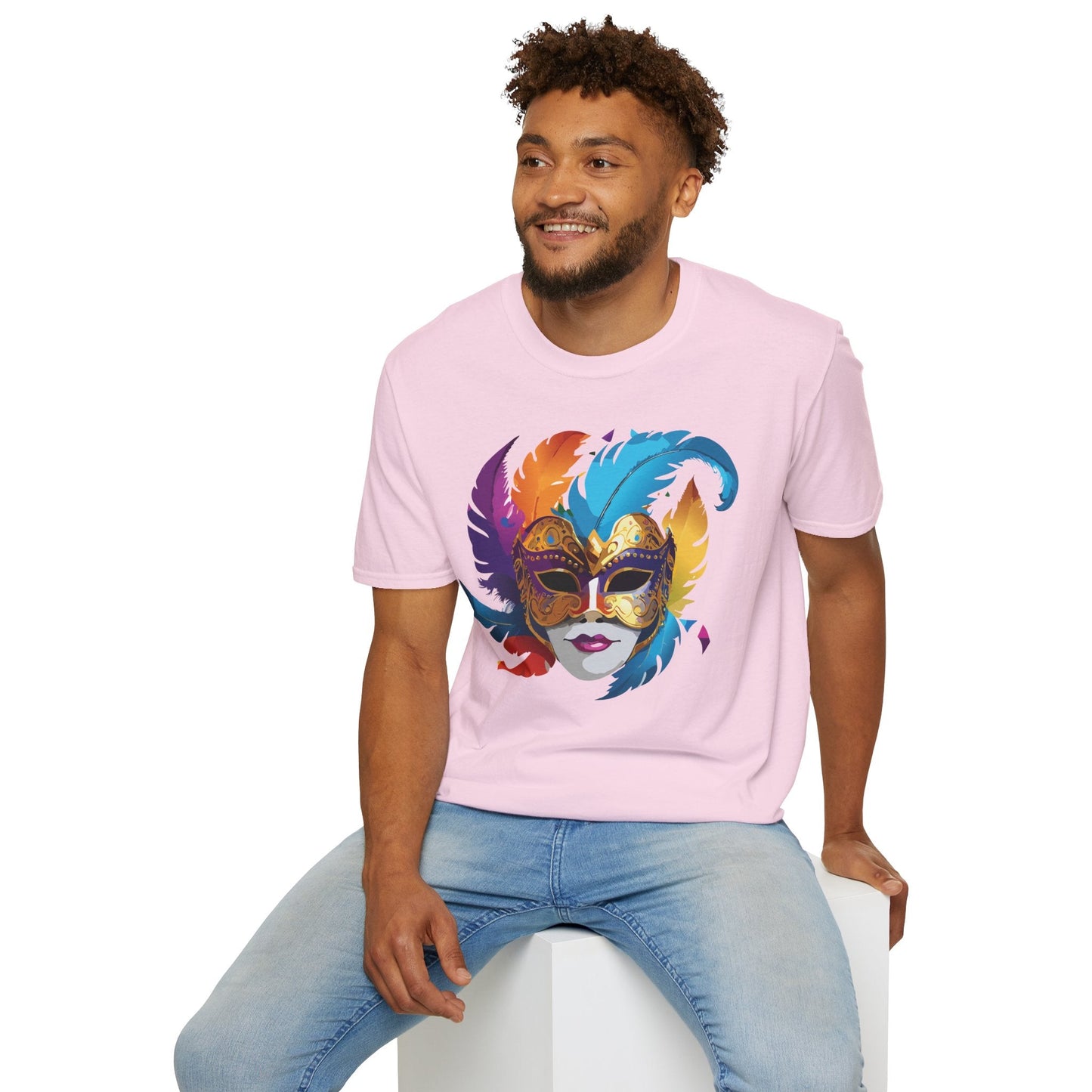 Mask Tee Shirt Unisex Short Sleeve Cotton Tee Art Design Masquerade Gildan Softstyle 64000