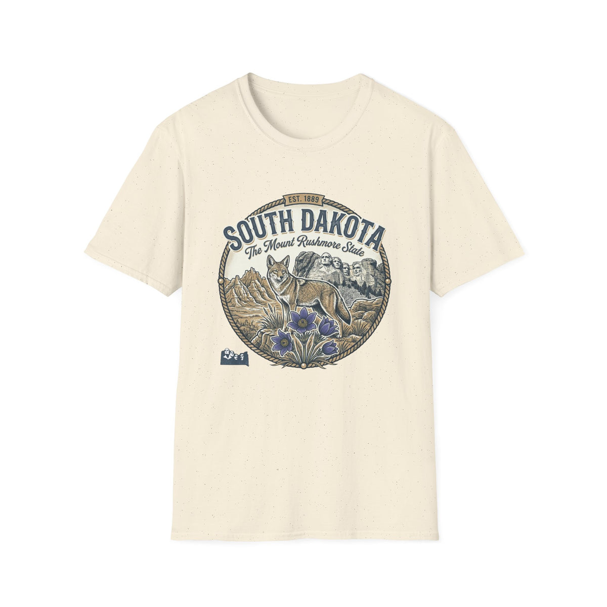 South Dakota Wildlife Tee – State Prairie Flowers Travel Tourist Graphic Tee Unisex 100 Cotton Gildan T-Shirt