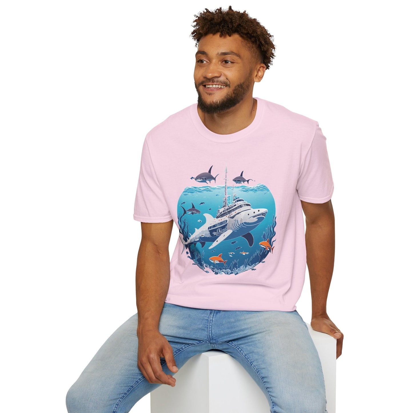 Ocean Tee Shirt Unisex Softstyle 64000 Ring Spun Cotton Art Design Tee For Everyday Comfort