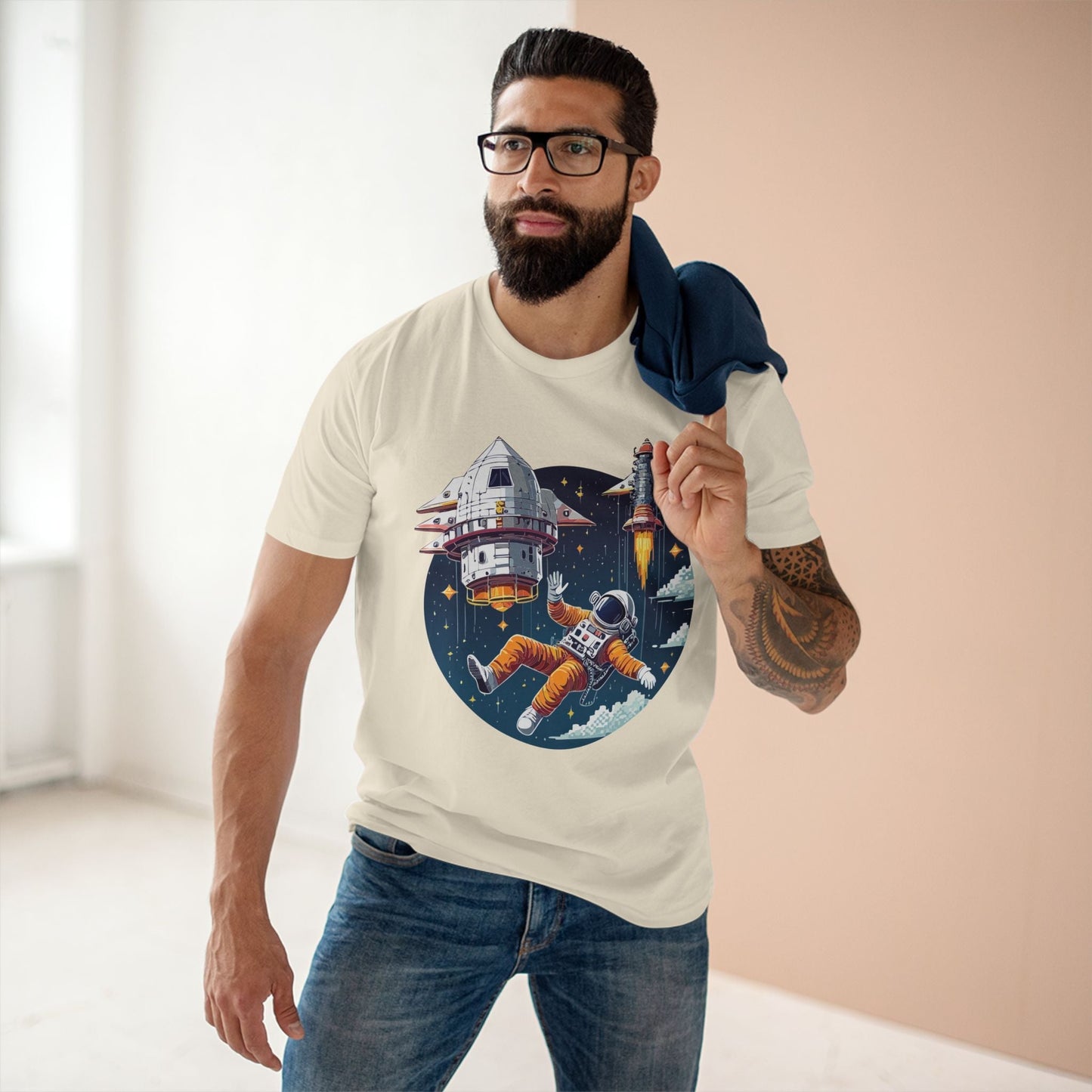 Cosmos Astronaut Shirt Unisex Premium Cotton Tee With Original Retro Art Design Collection