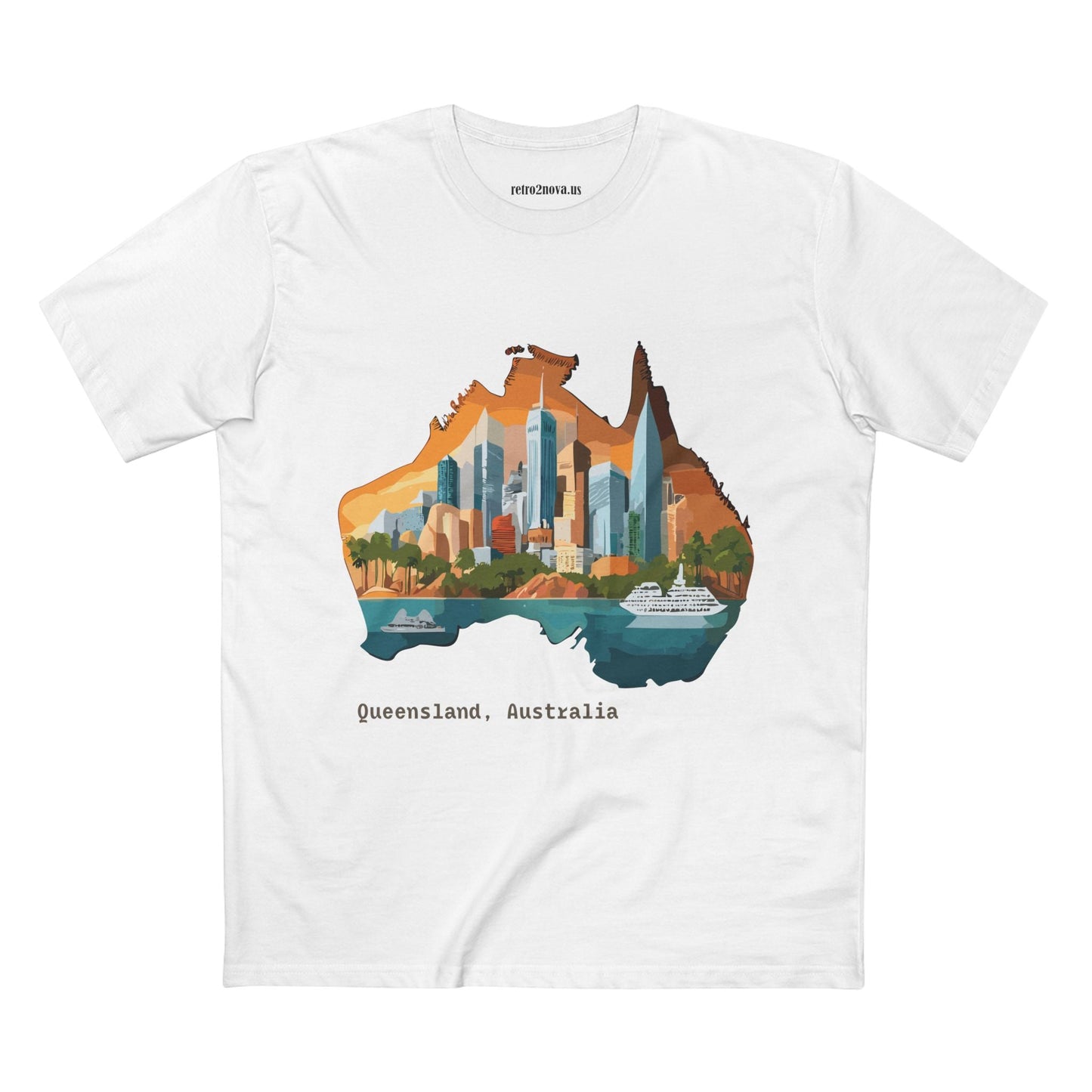 Retro2Nova Australia Travel Shirt Unisex Premium Cotton Tee With Original Art Design