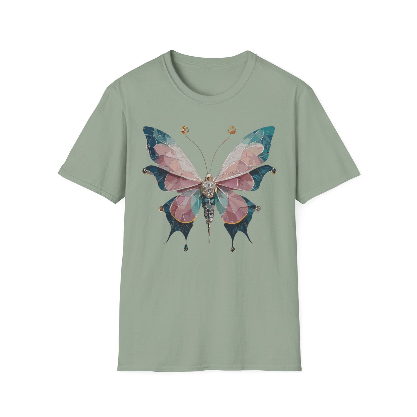 Butterfly Shirt Unisex T Shirt Monarch Print Gildan Softstyle 64000 100 Percent Ring Spun Cotton