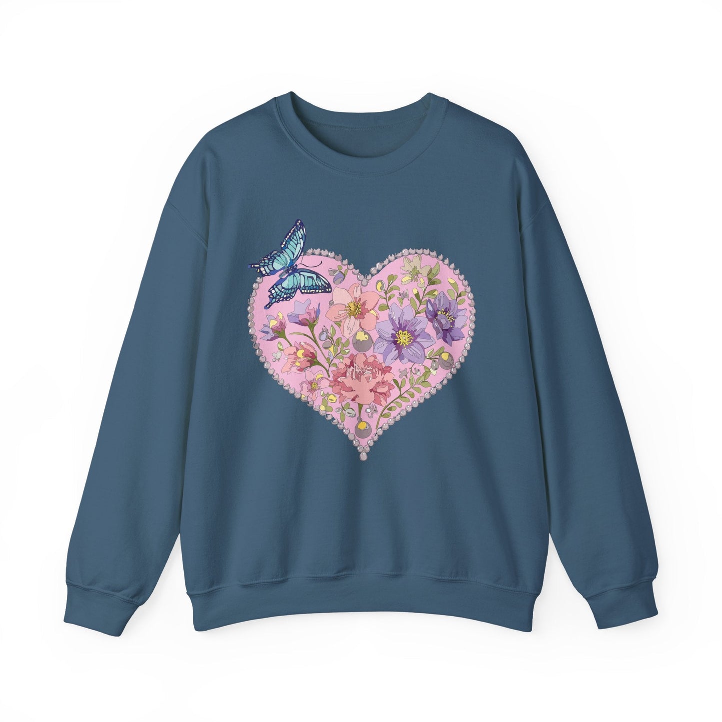 Floral Heart Sweatshirt Valentines Day Unisex Crewneck Cozy Comfort For Cold Weather