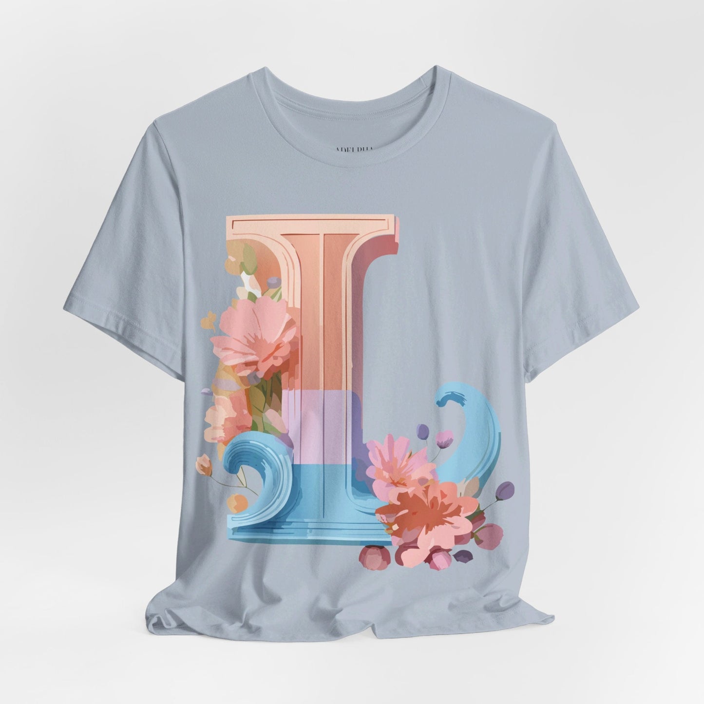 Letter L Shirt Unisex Graphic Tee Vintage Inspired Artwork By Adelpha For Everyday Style
