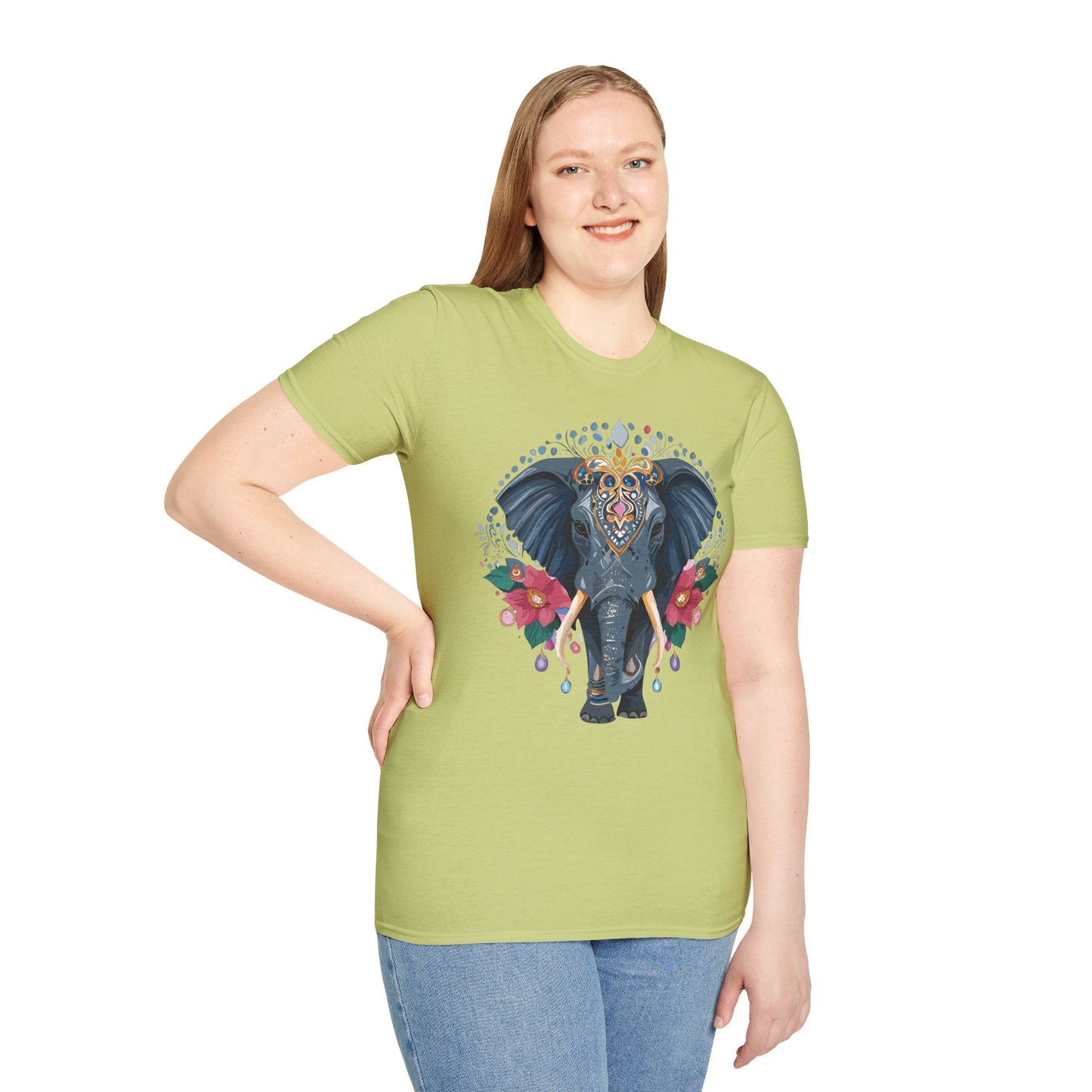 Elephant Graphic T Shirt Unisex Cotton Tee Softstyle Gildan 64000 Elephant Design