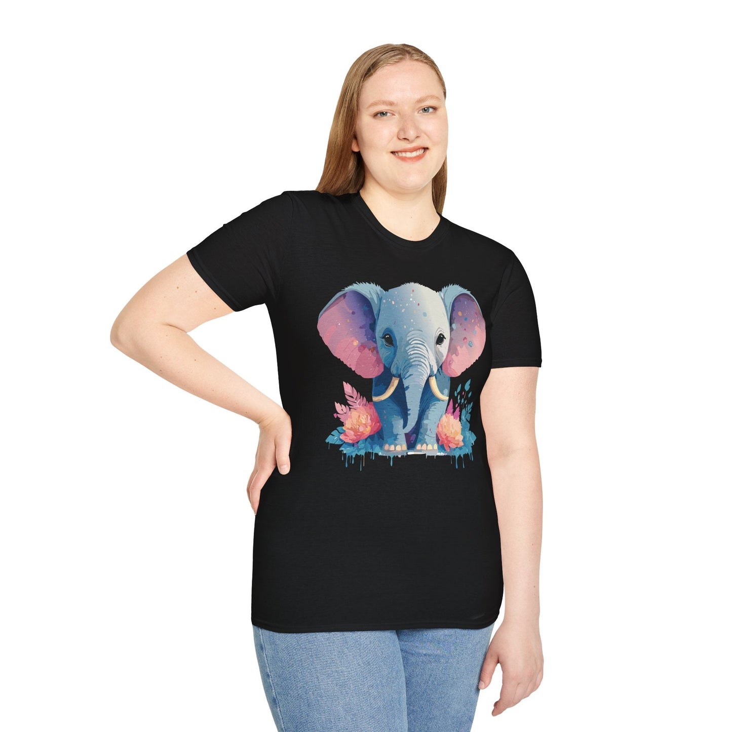 Elephant T Shirt For Adults Unisex Gildan Softstyle 64000 100 Percent Ring Spun Cotton Tee