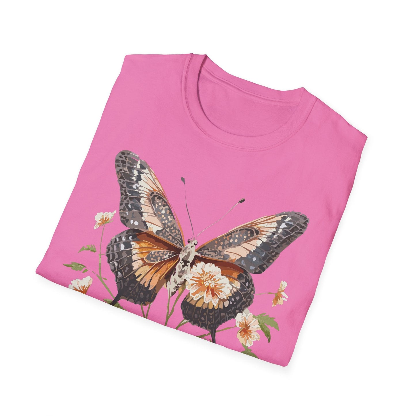 Butterfly T Shirt Unisex Softstyle Gildan 64000 Cotton Tee Monarch Print Comfort