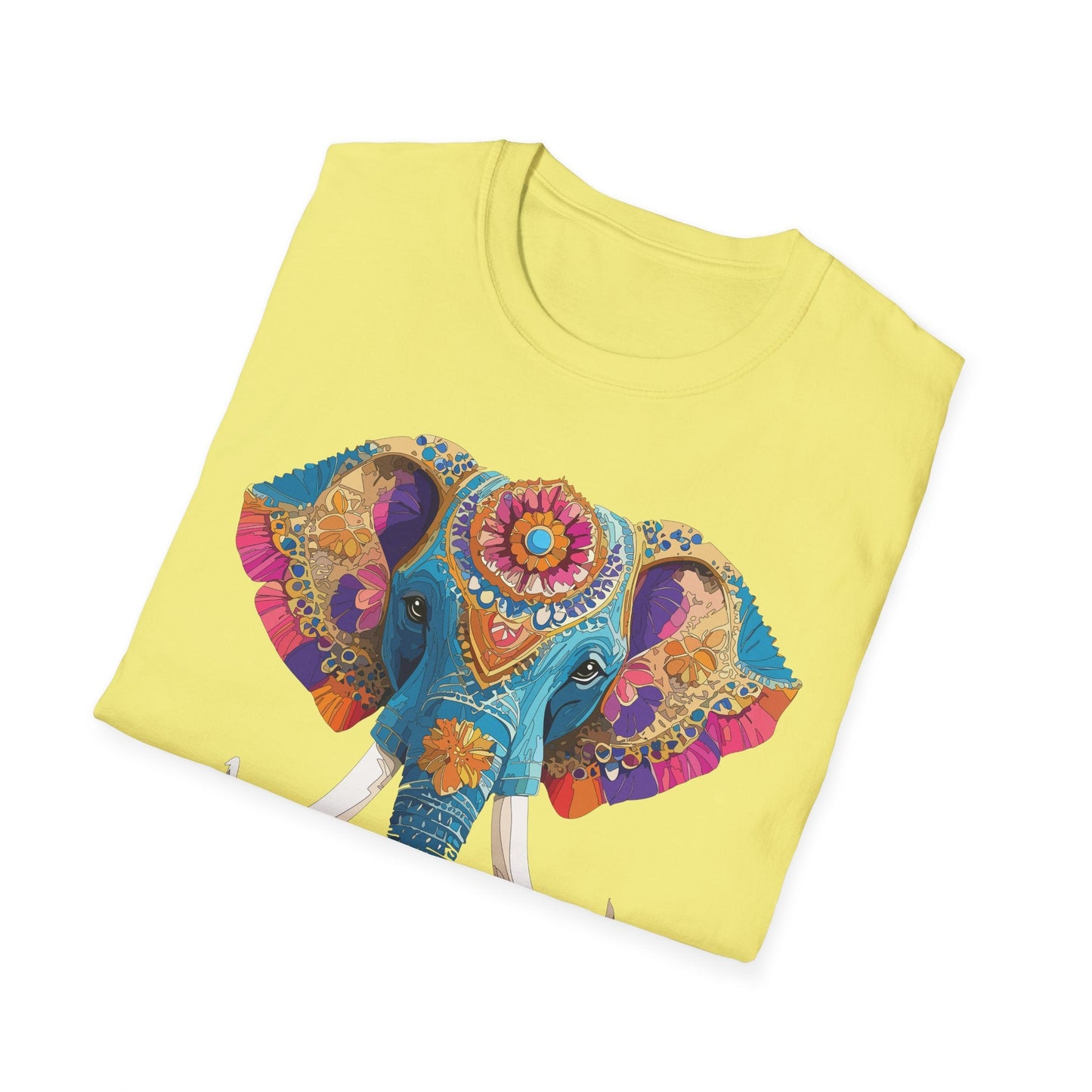 Unisex Elephant Graphic Tee Gildan Softstyle Cotton T Shirt Animal Print Comfortable Wear