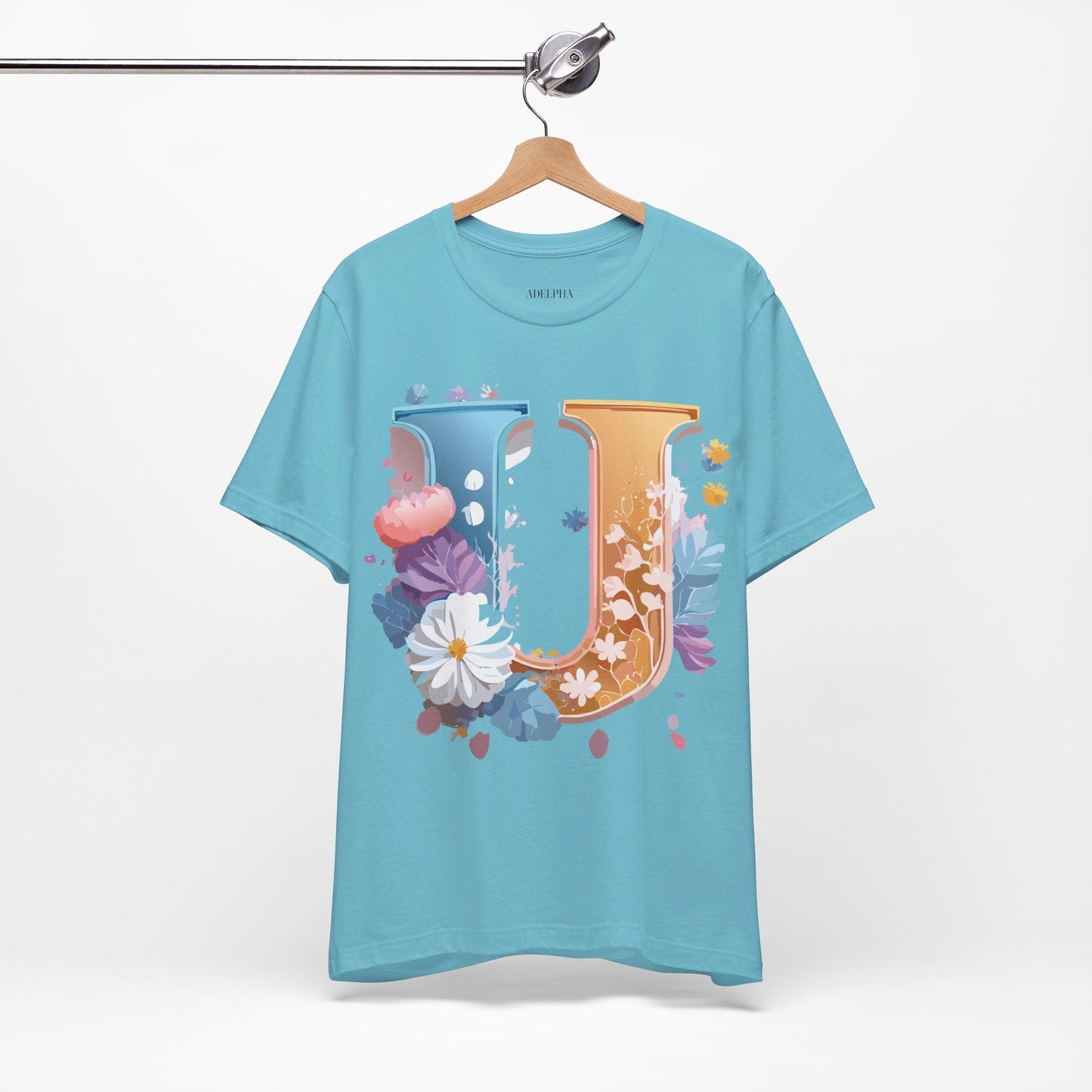 Letter U Shirt Graphic Tee Unisex Vintage Inspired Adelpha Artwork Premium Short Sleeve