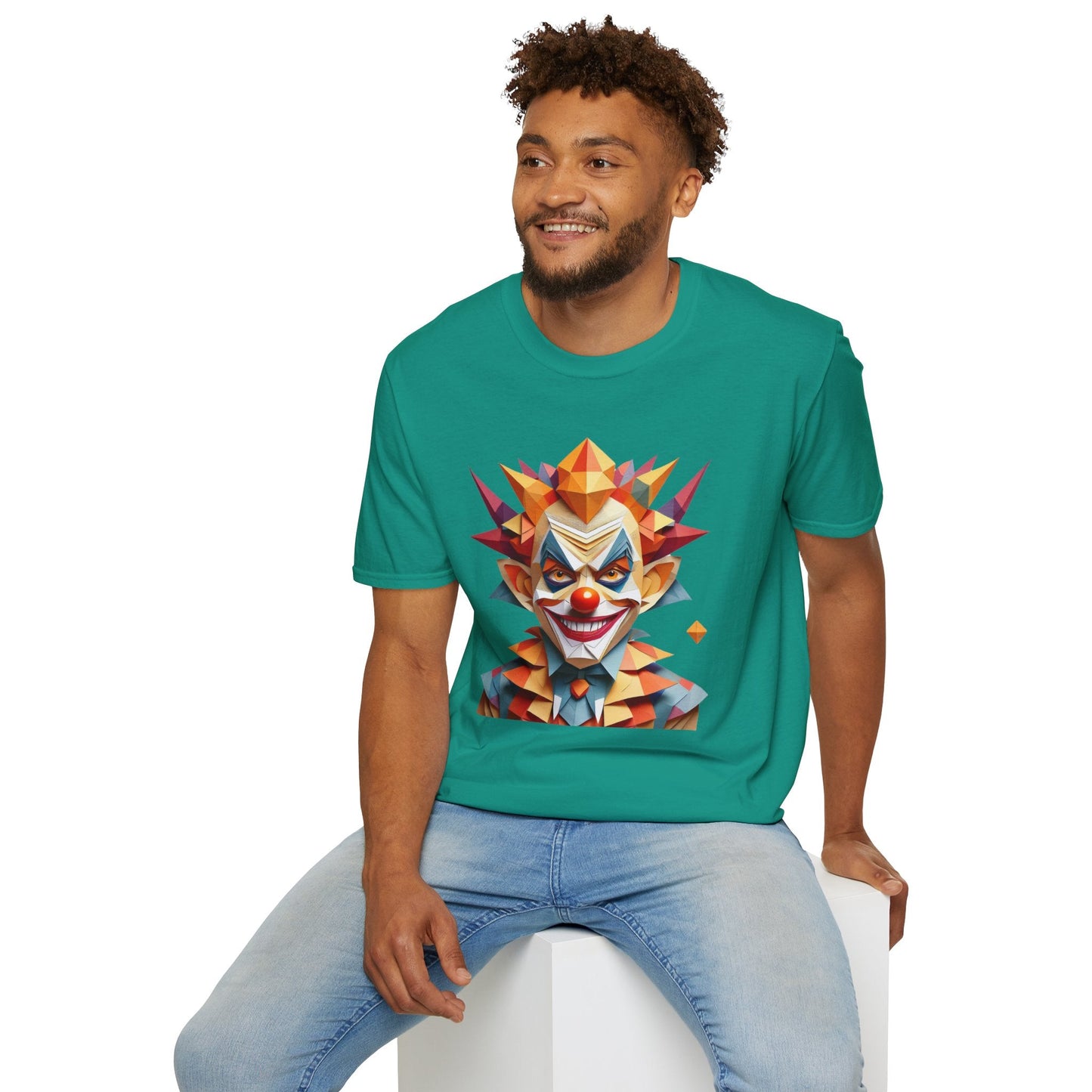 Unisex Clown Shirt With Funny Man Scary Man Circus Theme Tee Gildan Softstyle 64000