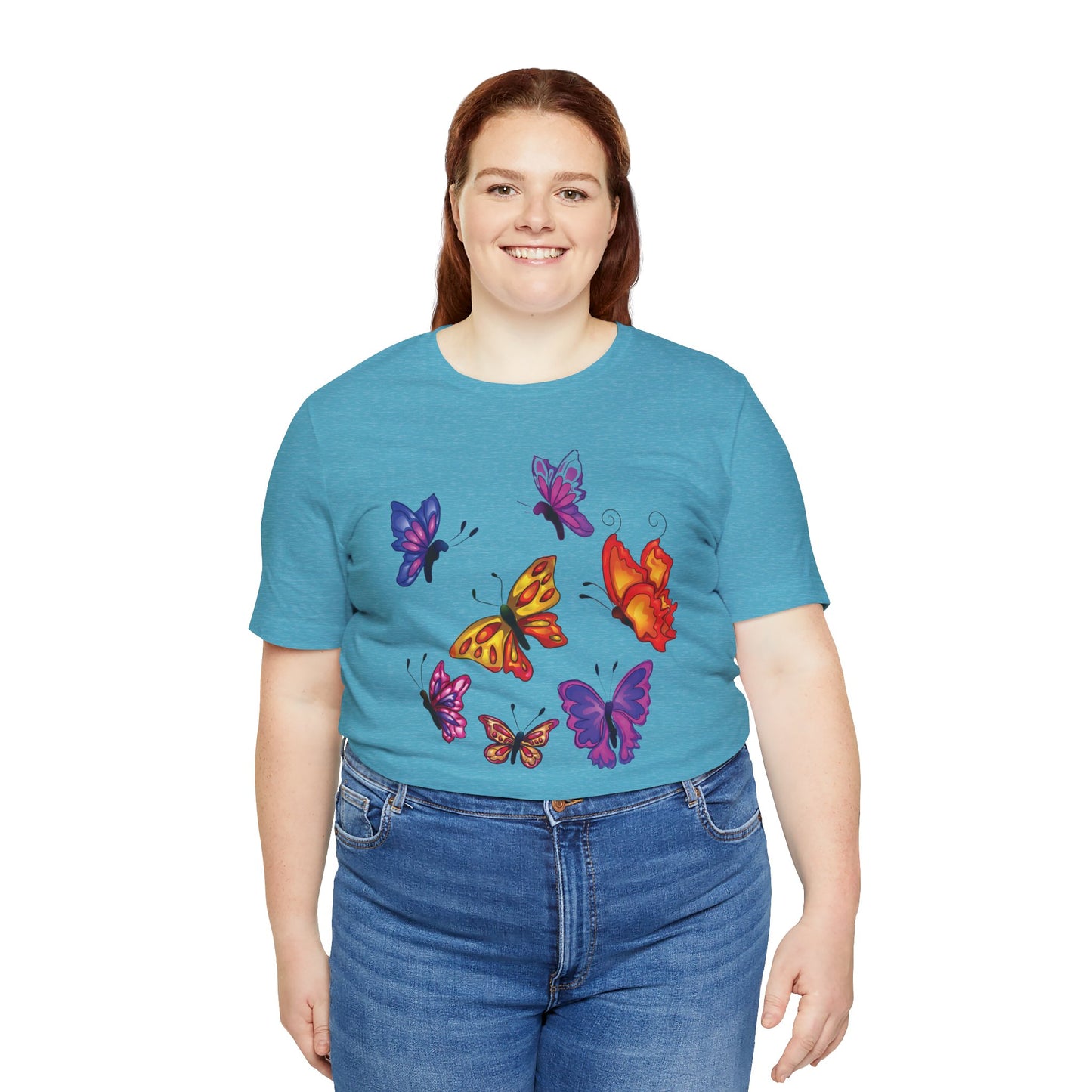 Cotton Tee Shirt with Butterfly Prints