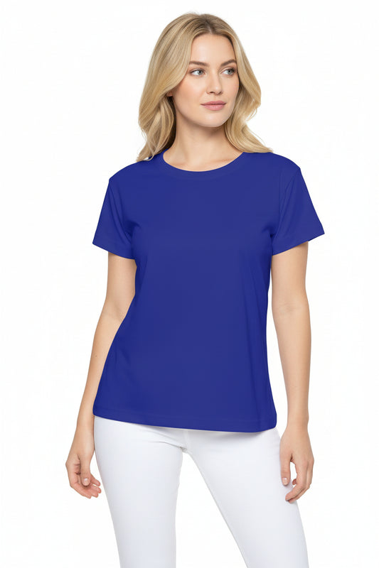 Vivid Royal Blue Solid Color Print Women's Sports Jersey Short Sleeves Poly Athletic Tee