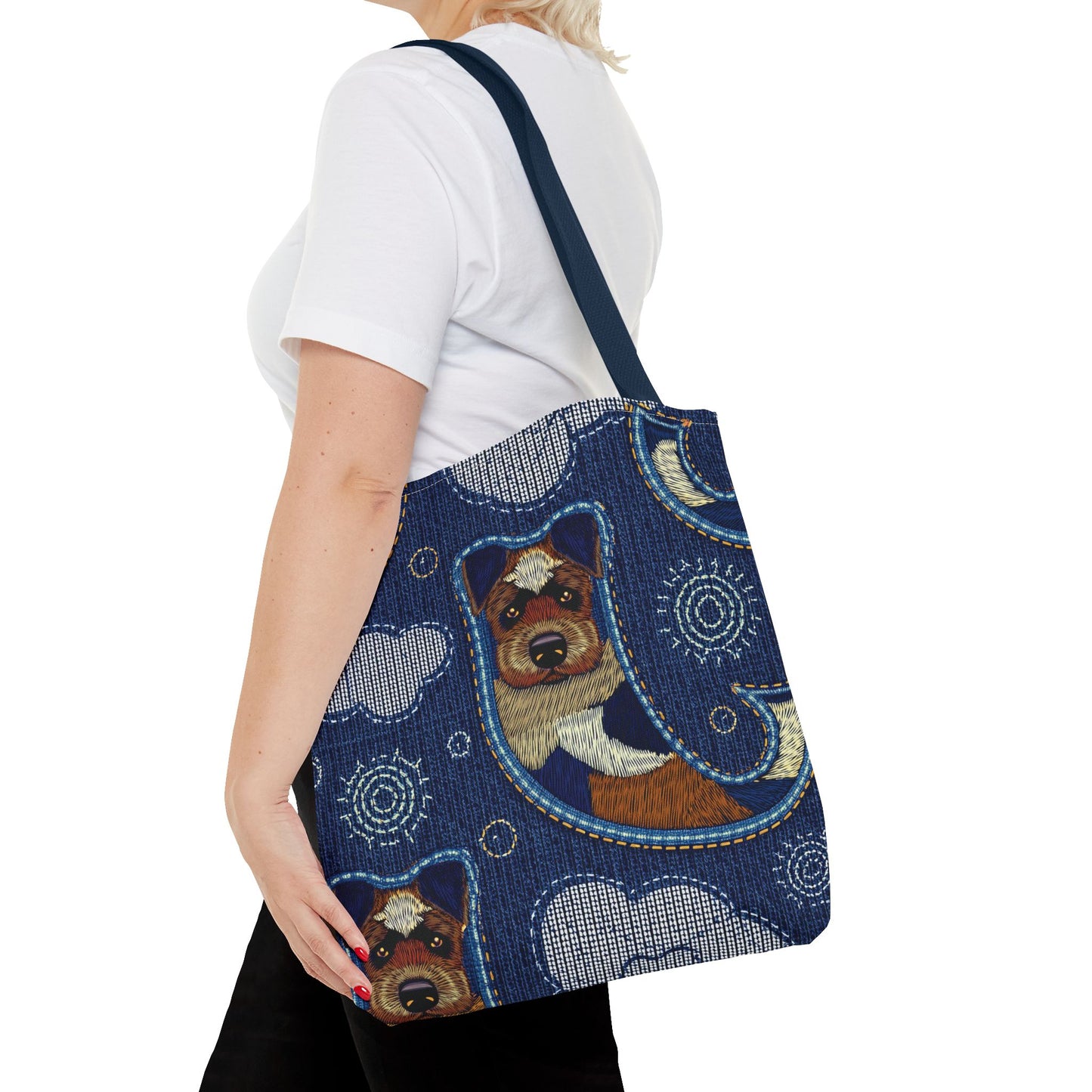 Denim Fabric Imitation Print Unisex Canvas Bag Poly Spun 3 Sizes Tote Bag 191-9