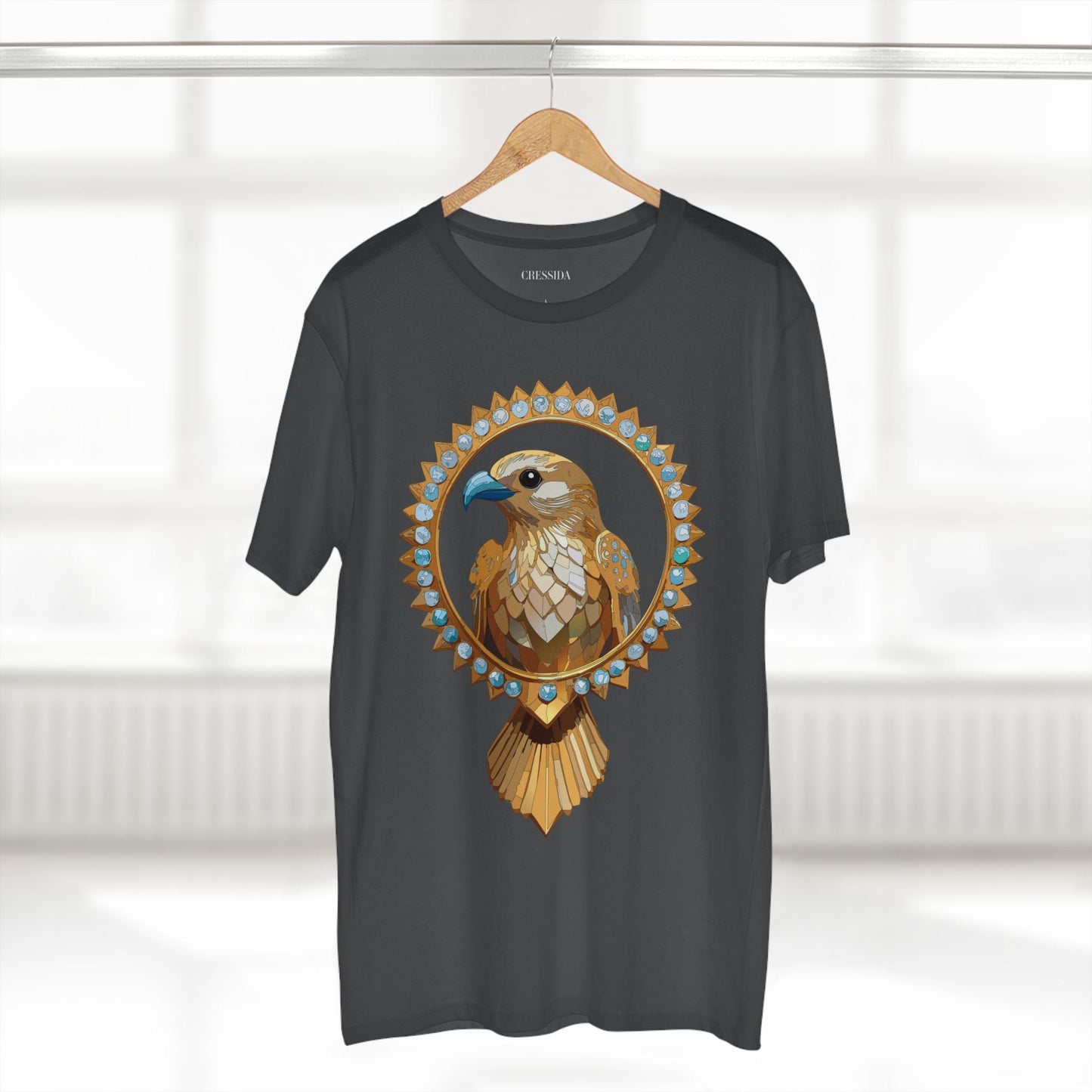 Bird Graphic Unisex 100 Cotton Tee With Unique Animal Golden Medallion Art Design 18