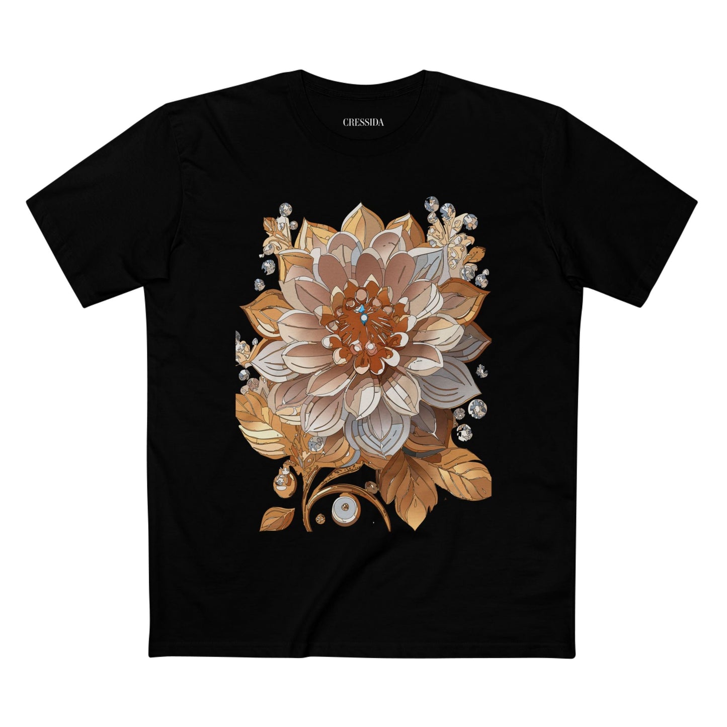 Floral Graphic T-Shirt Unisex 100 Cotton Art Design with Antique Flowers Tee 1