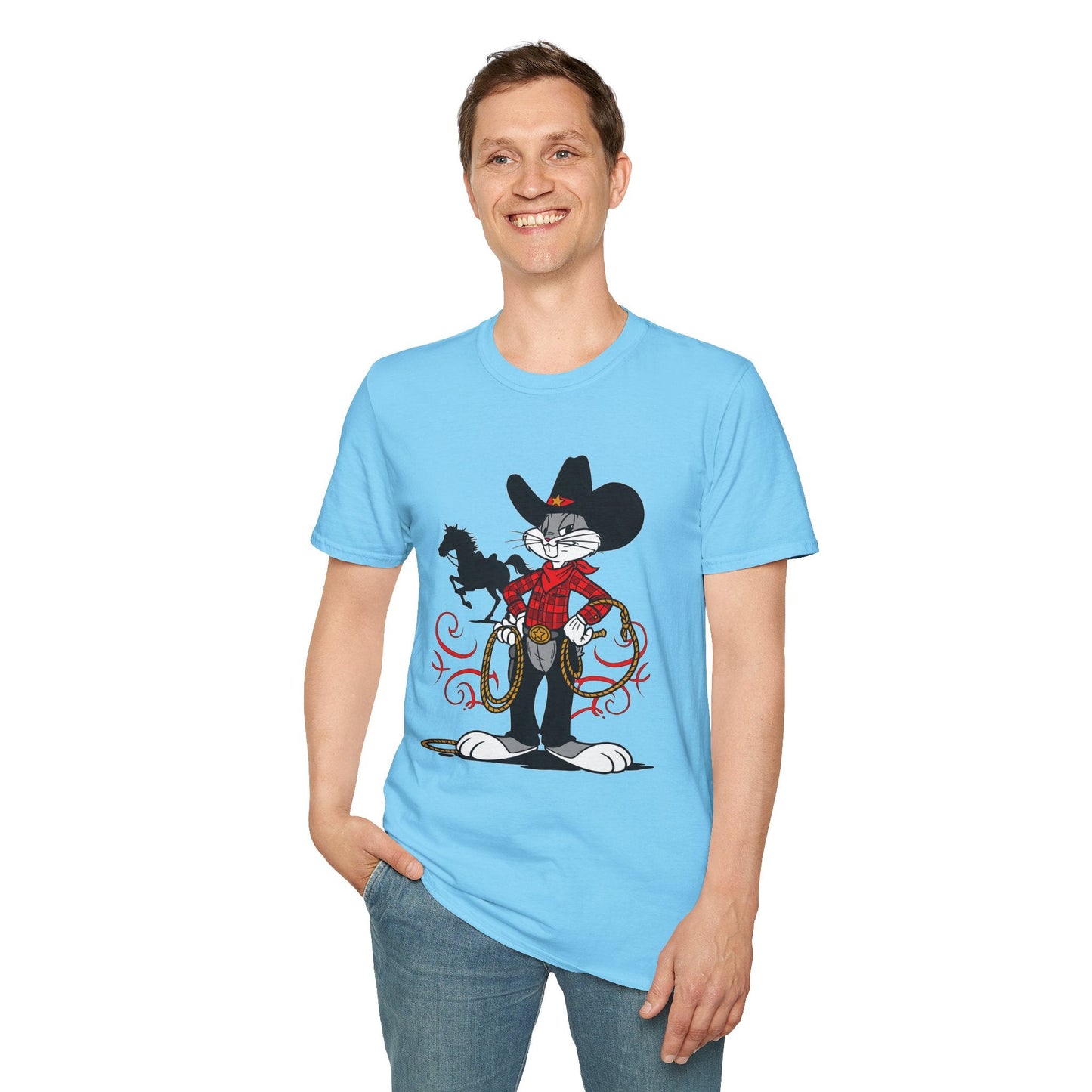 Bugs Bunny T Shirt Unisex Cartoon Tee Softstyle 64000 100 Percent Ring Spun Cotton