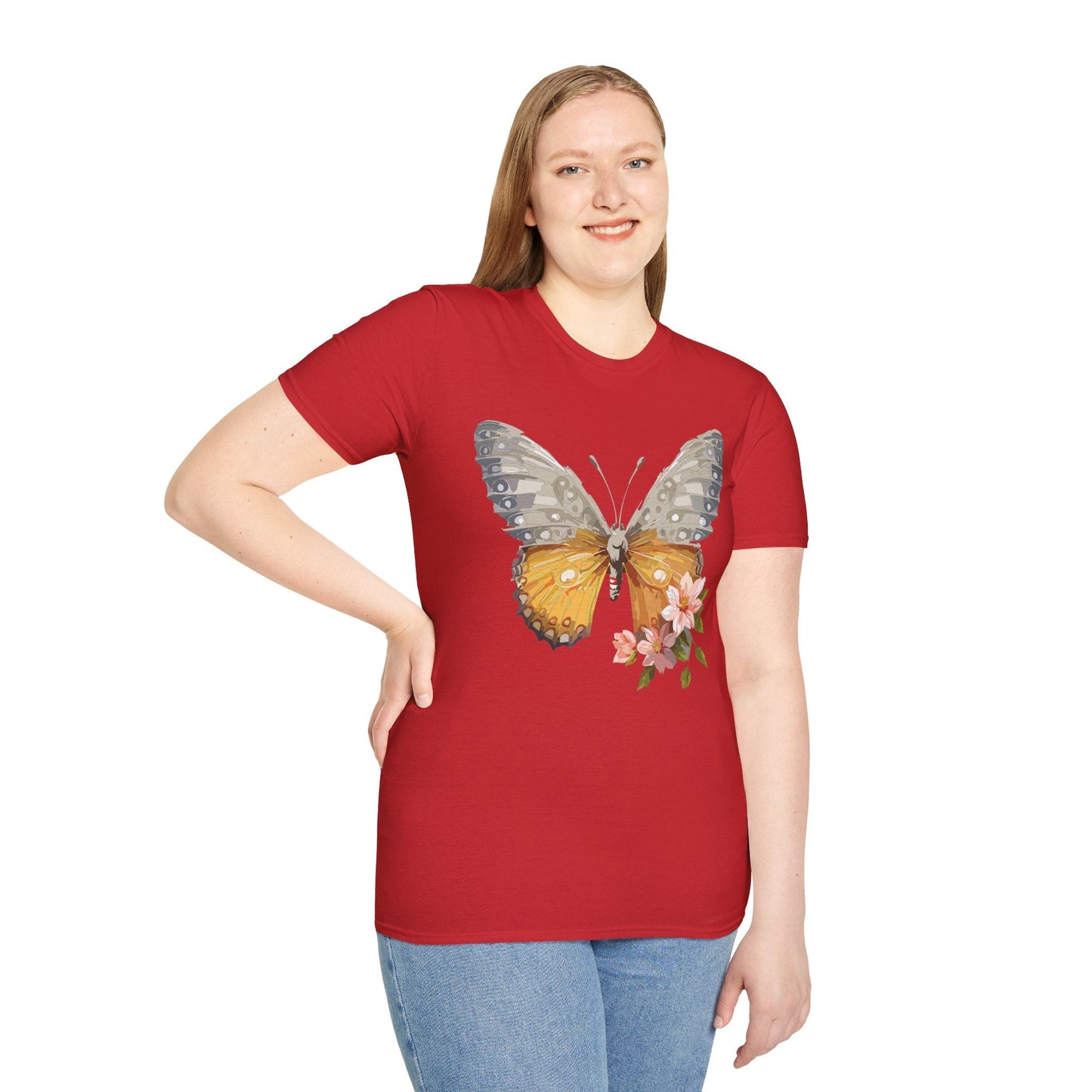 Unisex Butterfly T Shirt Monarch Print Softstyle Cotton Tee Gildan 64000 Lightweight Comfort
