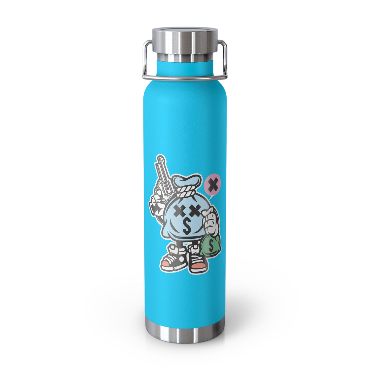 22oz Copper Insulated Water Bottle with Cartoon Design - CV99